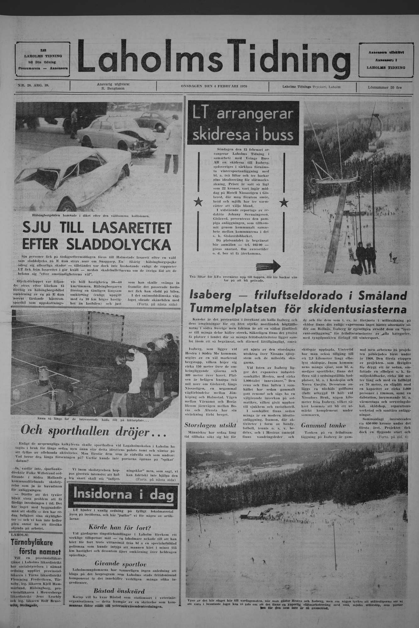 Laholms Tidning Onsdag 4 februari 1970, sida 1