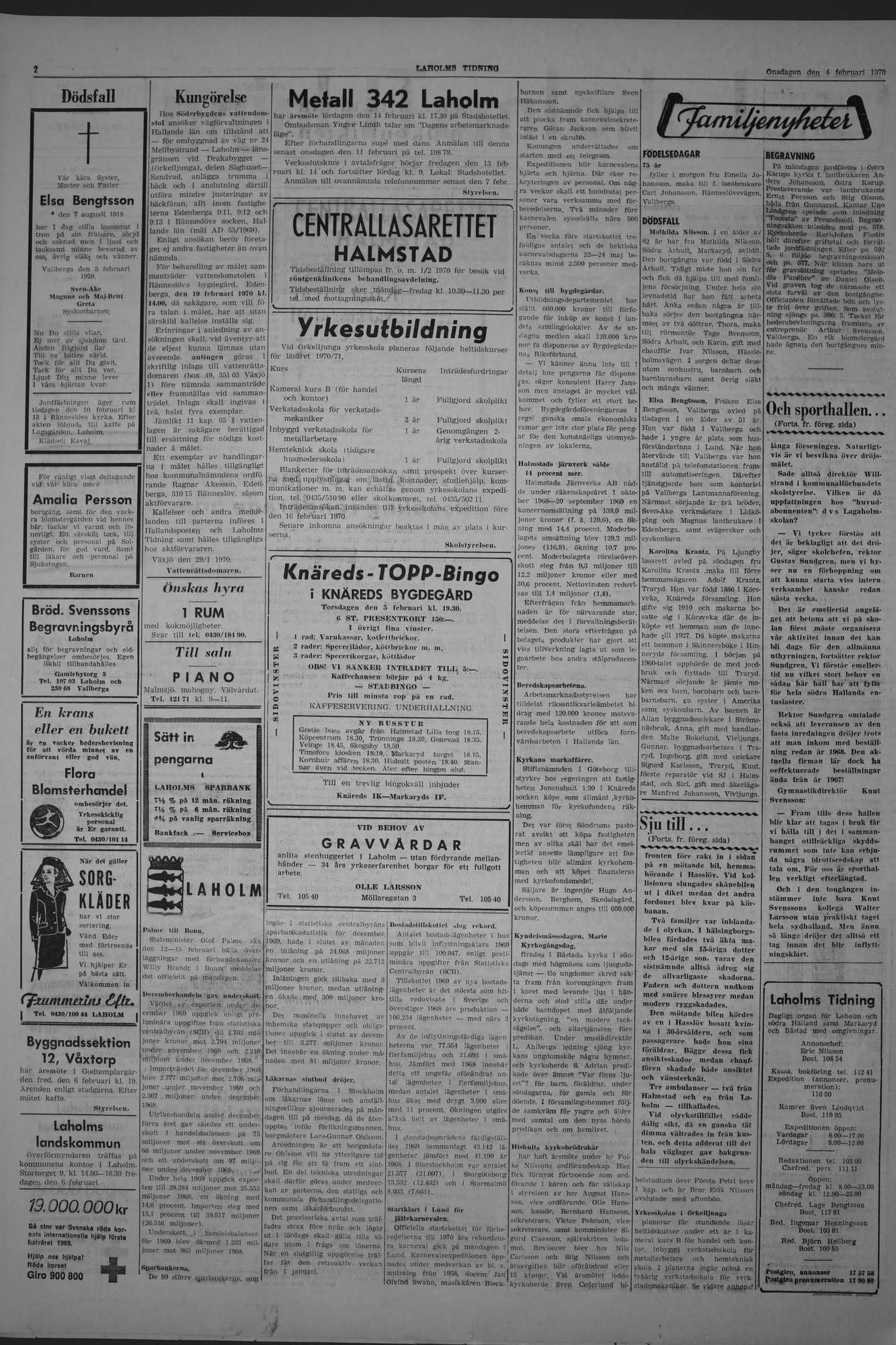 Laholms Tidning Onsdag 4 februari 1970, sida 2