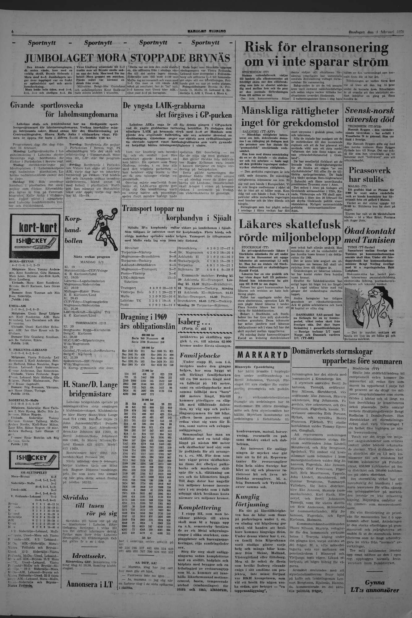 Laholms Tidning Onsdag 4 februari 1970, sida 6