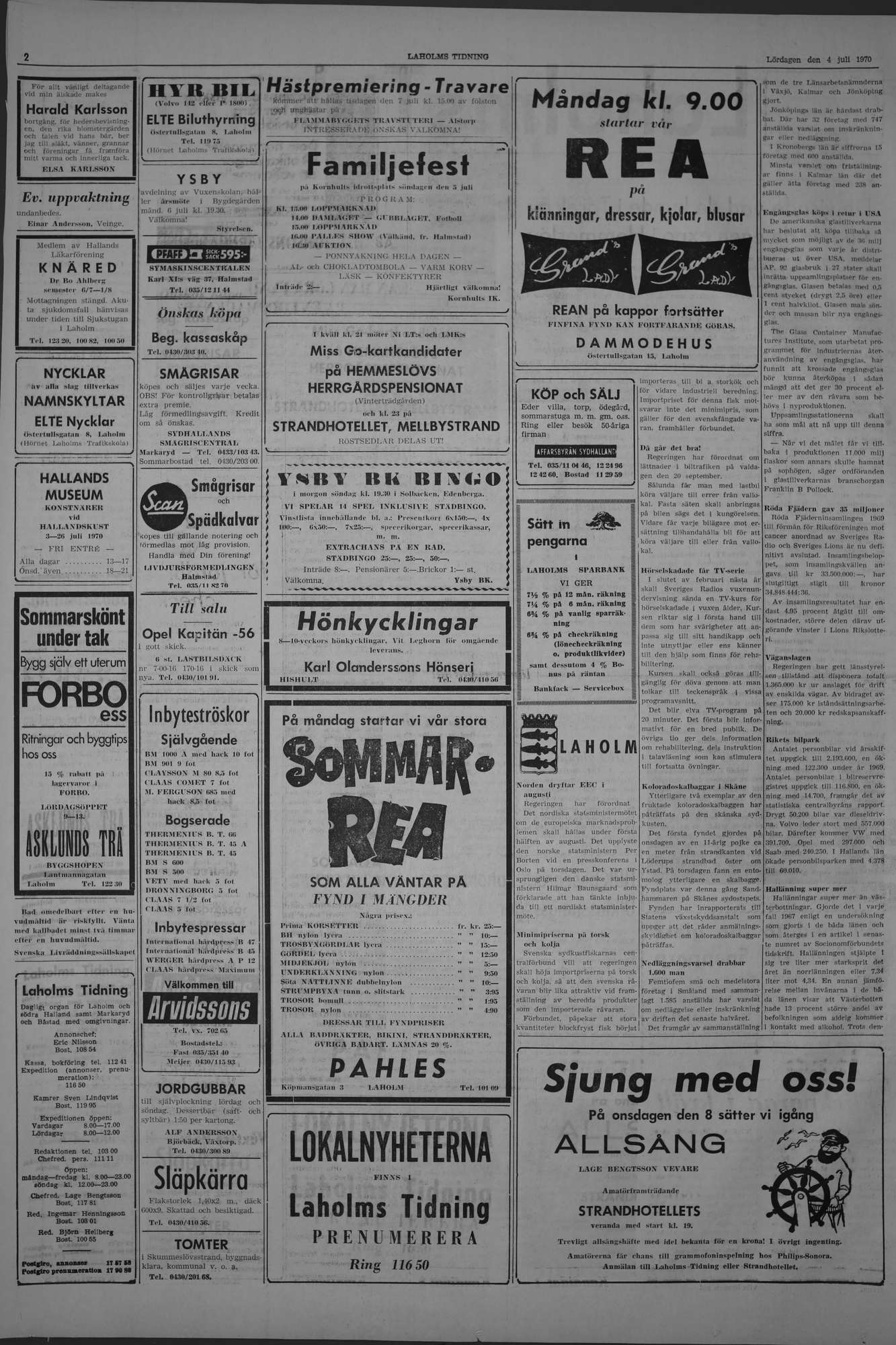 Laholms Tidning Lördag 4 juli 1970, sida 2
