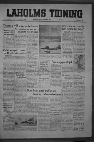 Förstasidan, Torsdag 24 november 1949