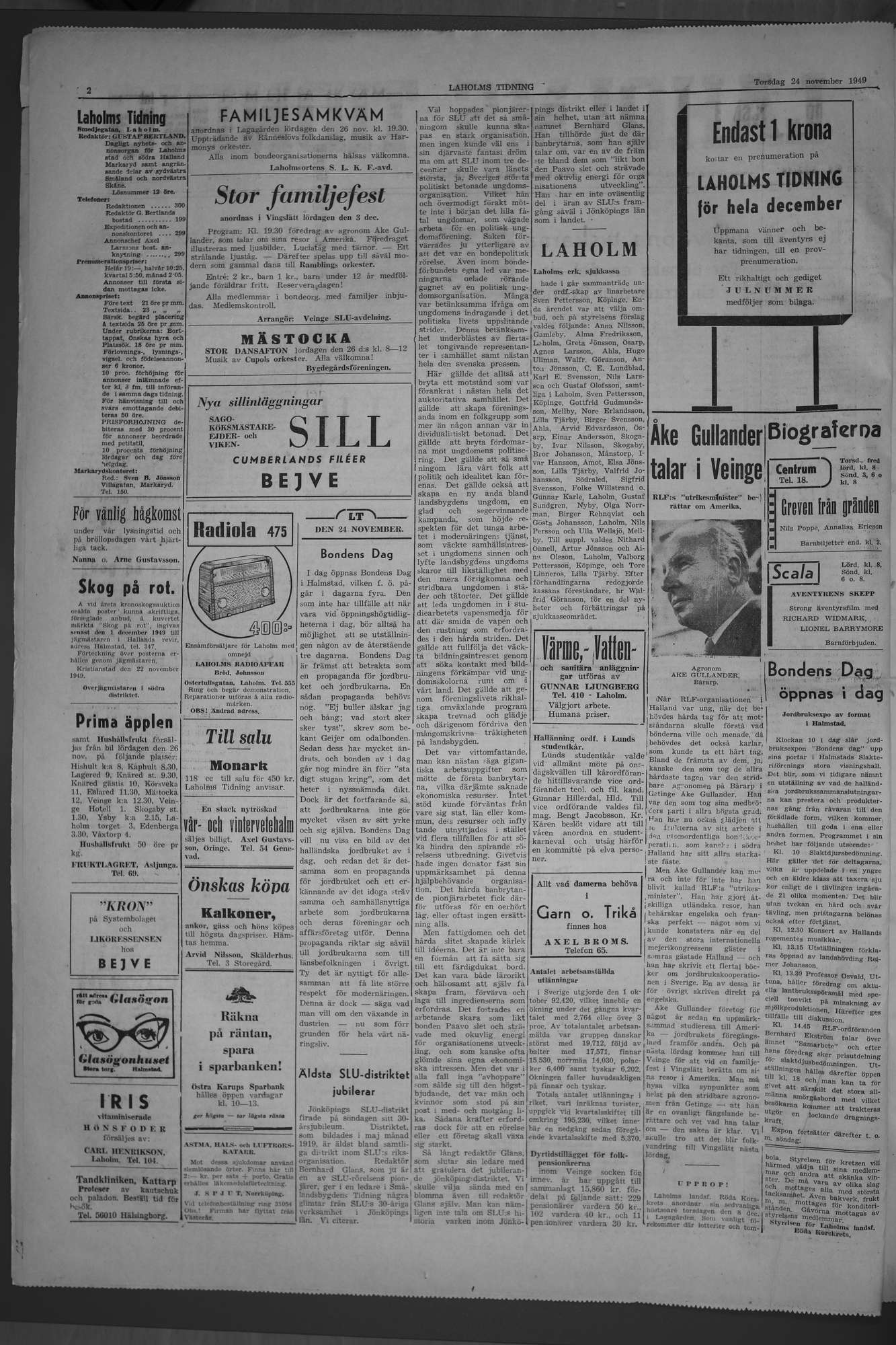 Laholms Tidning Torsdag 24 november 1949, sida 2