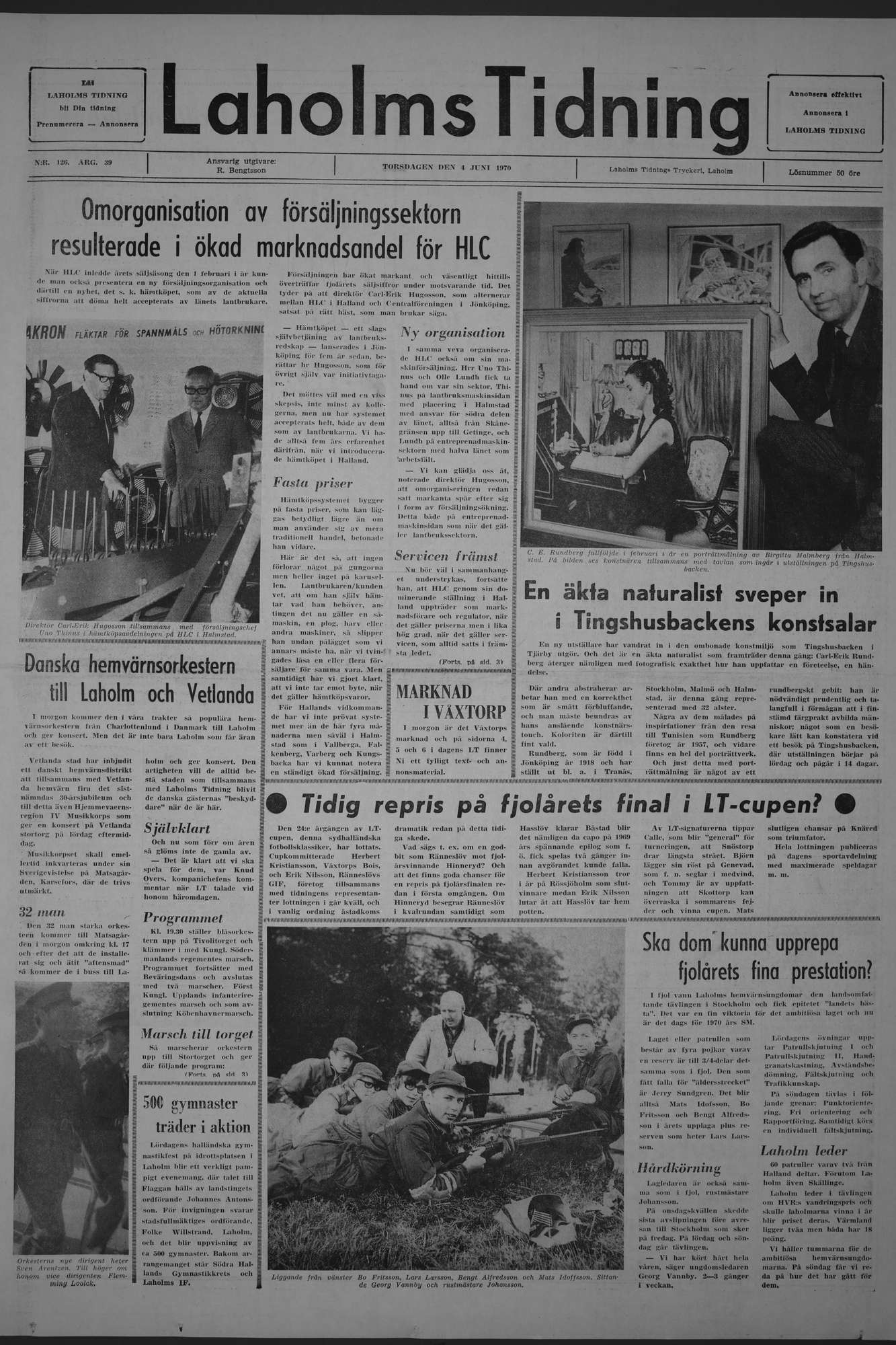 Laholms Tidning Torsdag 4 juni 1970, sida 1