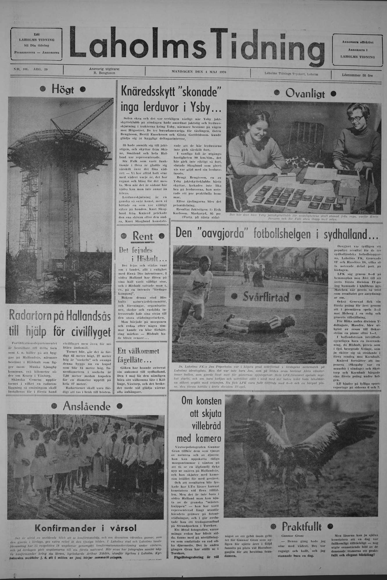 Laholms Tidning Måndag 4 maj 1970, sida 1
