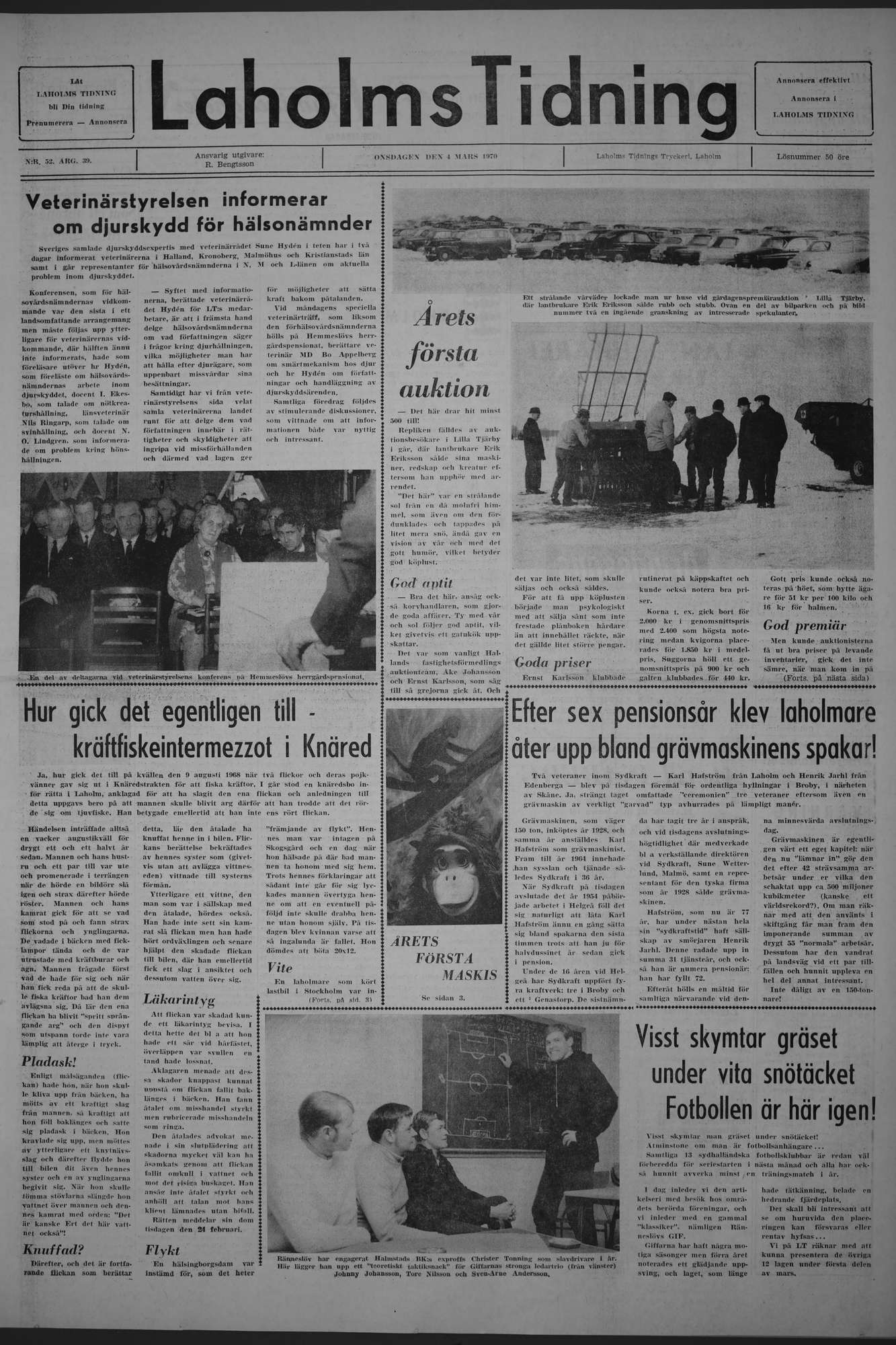 Laholms Tidning Onsdag 4 mars 1970, sida 1