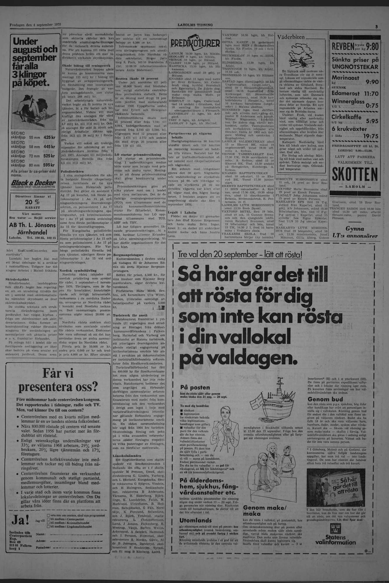 Laholms Tidning Fredag 4 september 1970, sida 3