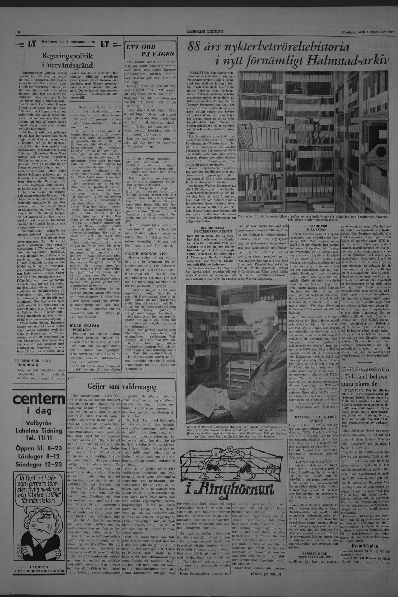 Laholms Tidning Fredag 4 september 1970, sida 4