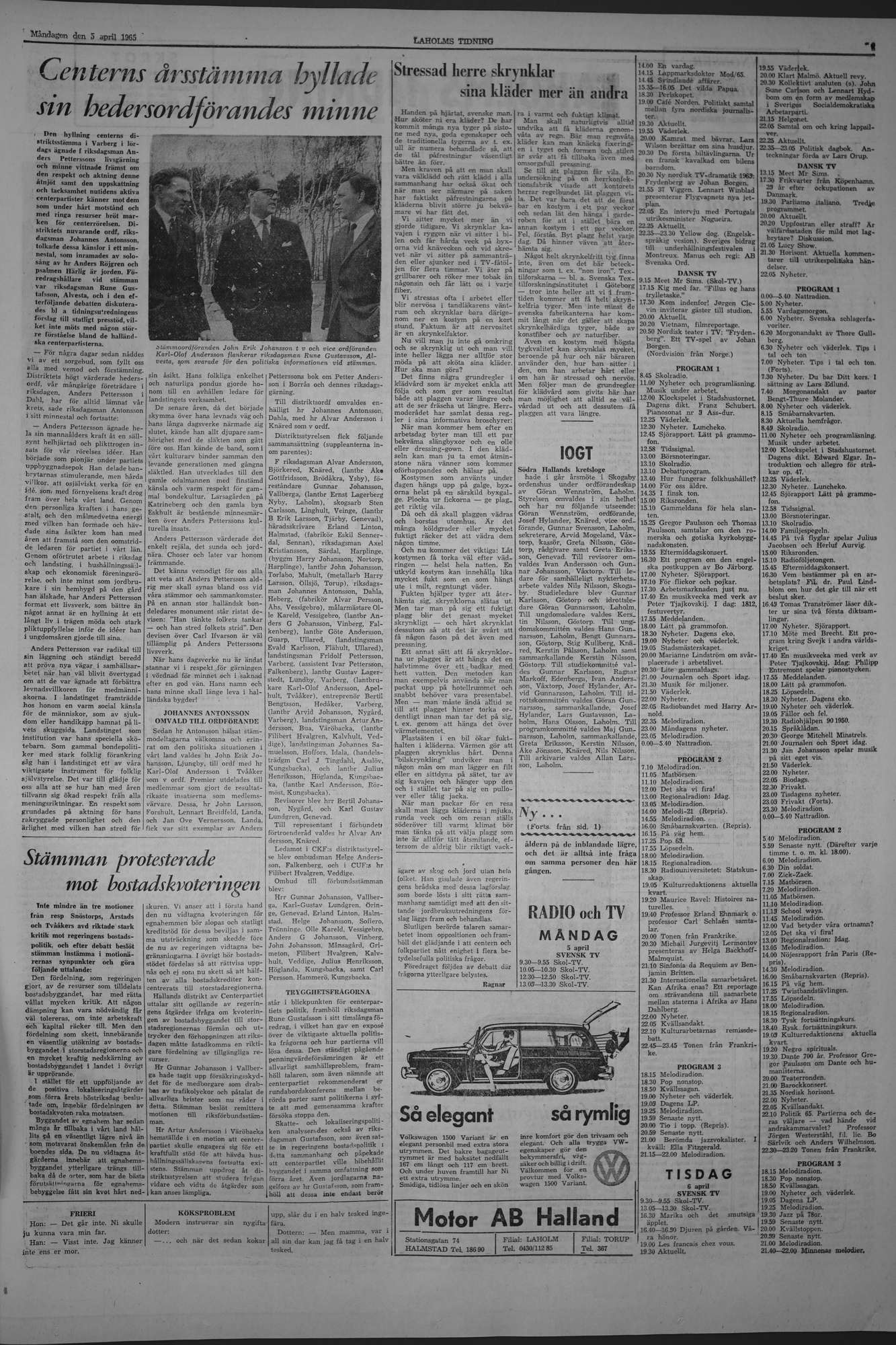 Laholms Tidning Måndag 5 april 1965, sida 7