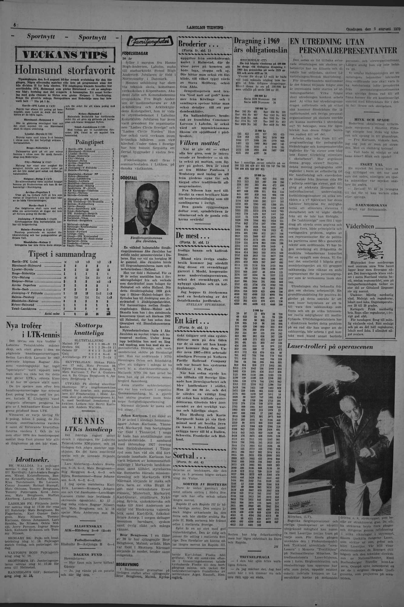 Laholms Tidning Onsdag 5 augusti 1970, sida 6
