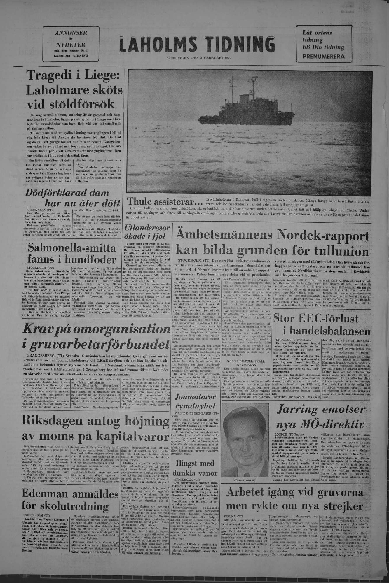 Laholms Tidning Torsdag 5 februari 1970, sida 8