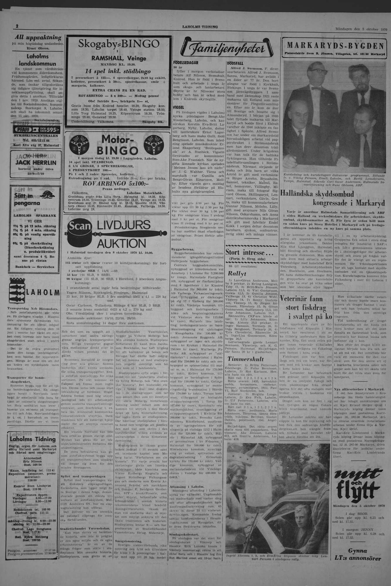 Laholms Tidning Måndag 5 oktober 1970, sida 2