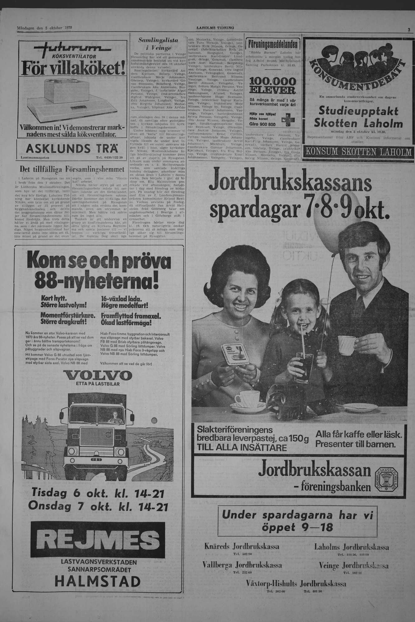 Laholms Tidning Måndag 5 oktober 1970, sida 3