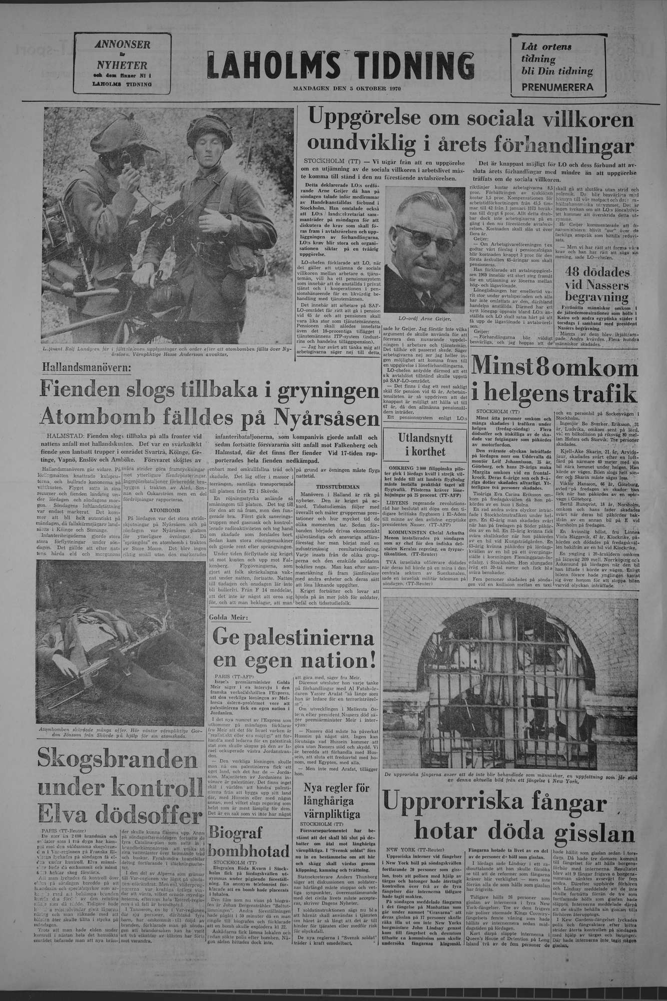 Laholms Tidning Måndag 5 oktober 1970, sida 8