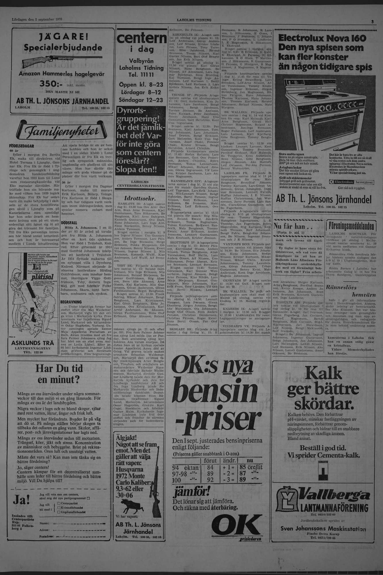 Laholms Tidning Lördag 5 september 1970, sida 3