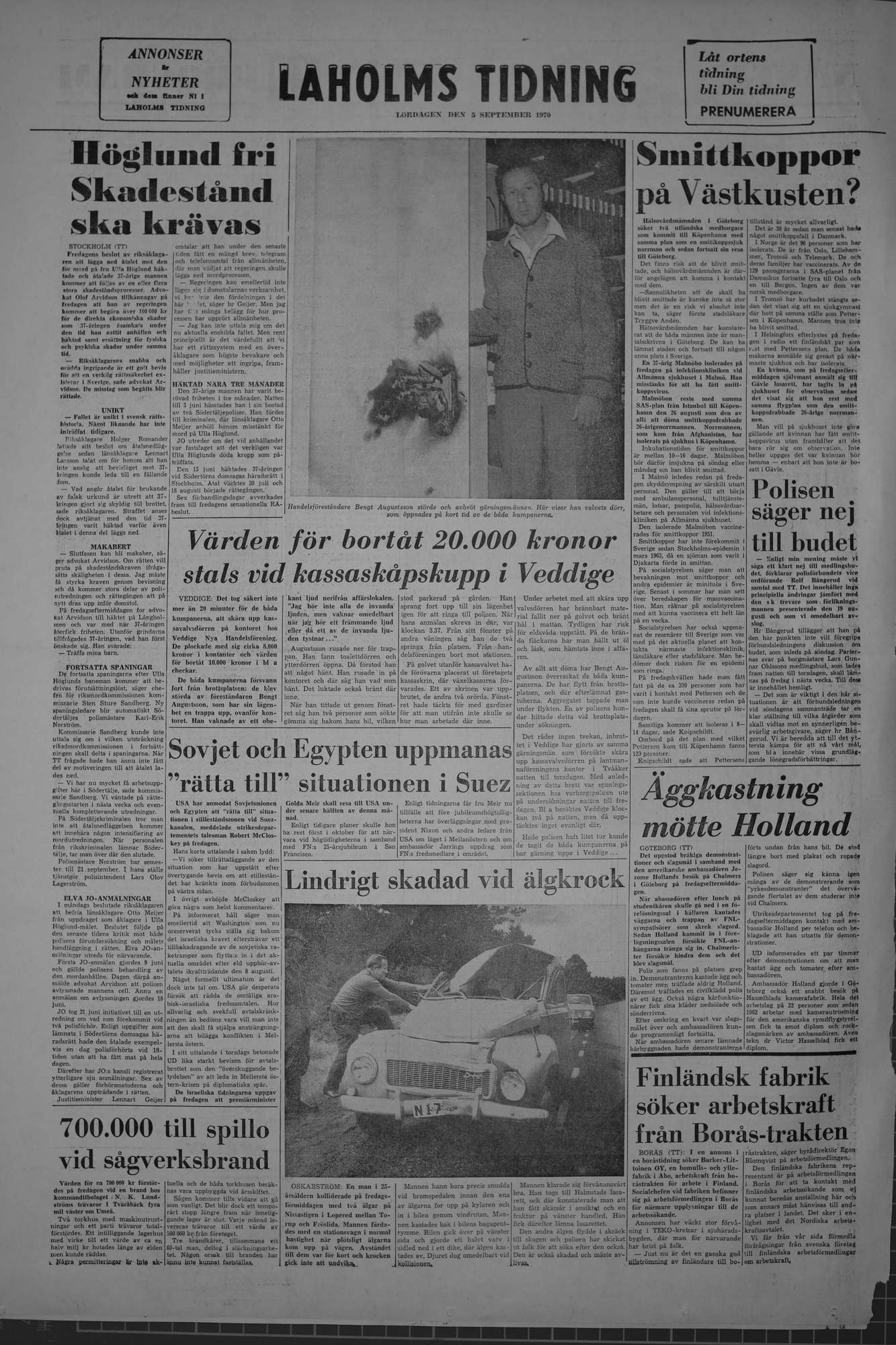 Laholms Tidning Lördag 5 september 1970, sida 8