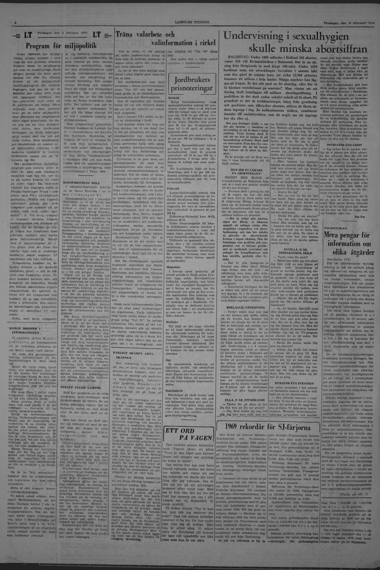 Laholms Tidning Fredag 6 februari 1970, sida 4