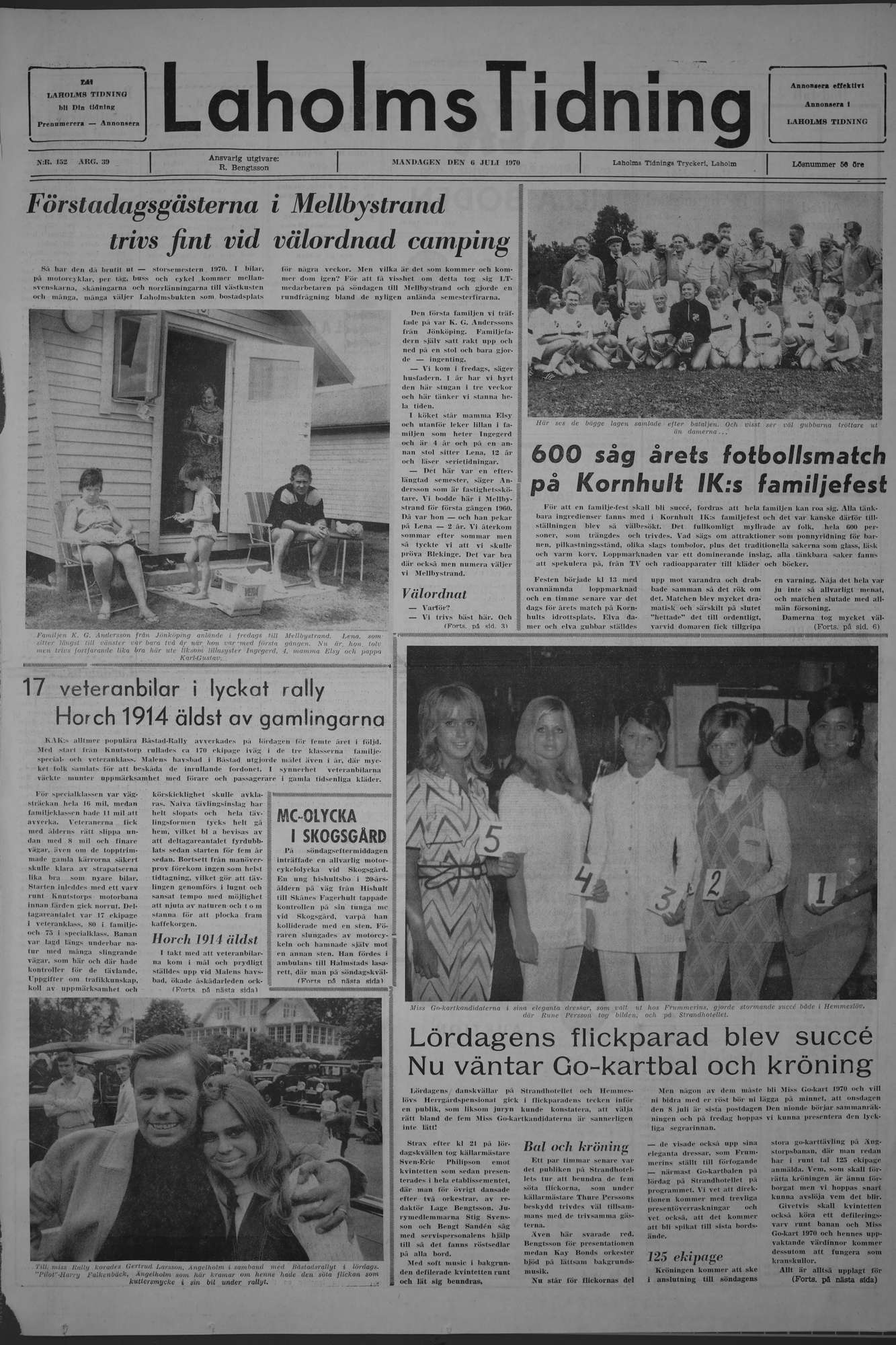 Laholms Tidning Måndag 6 juli 1970, sida 1