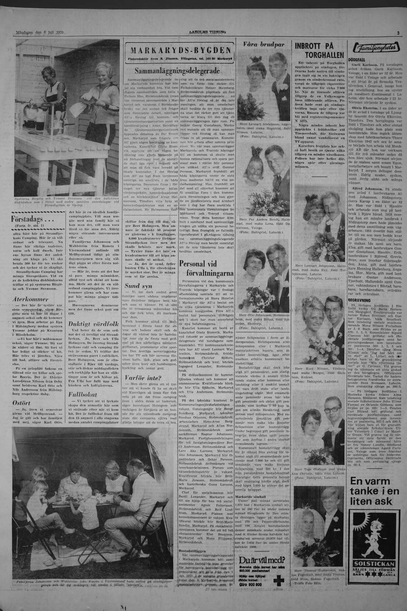 Laholms Tidning Måndag 6 juli 1970, sida 3