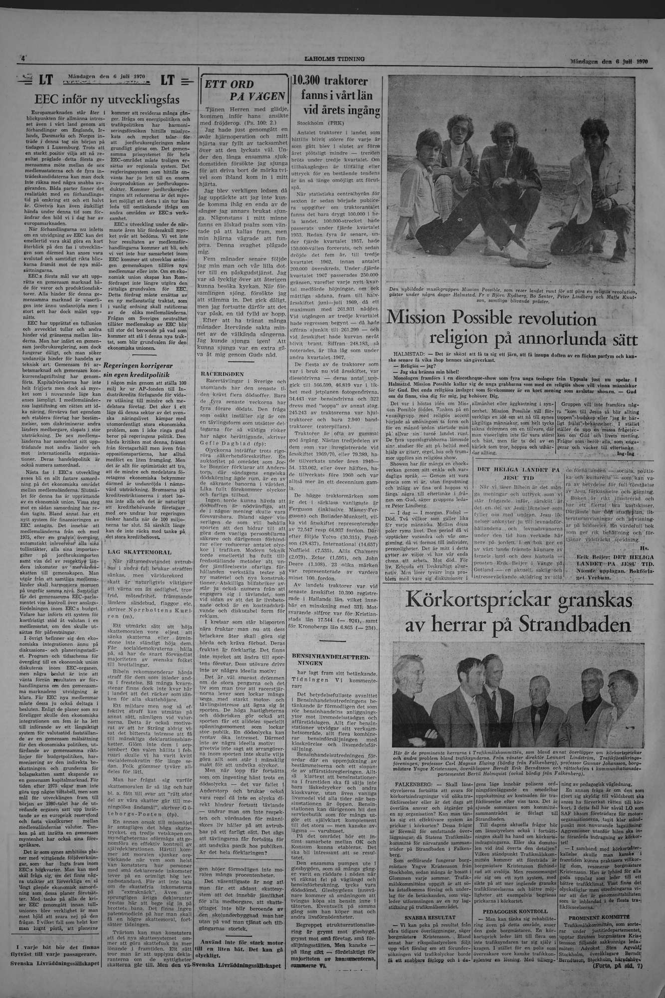 Laholms Tidning Måndag 6 juli 1970, sida 4