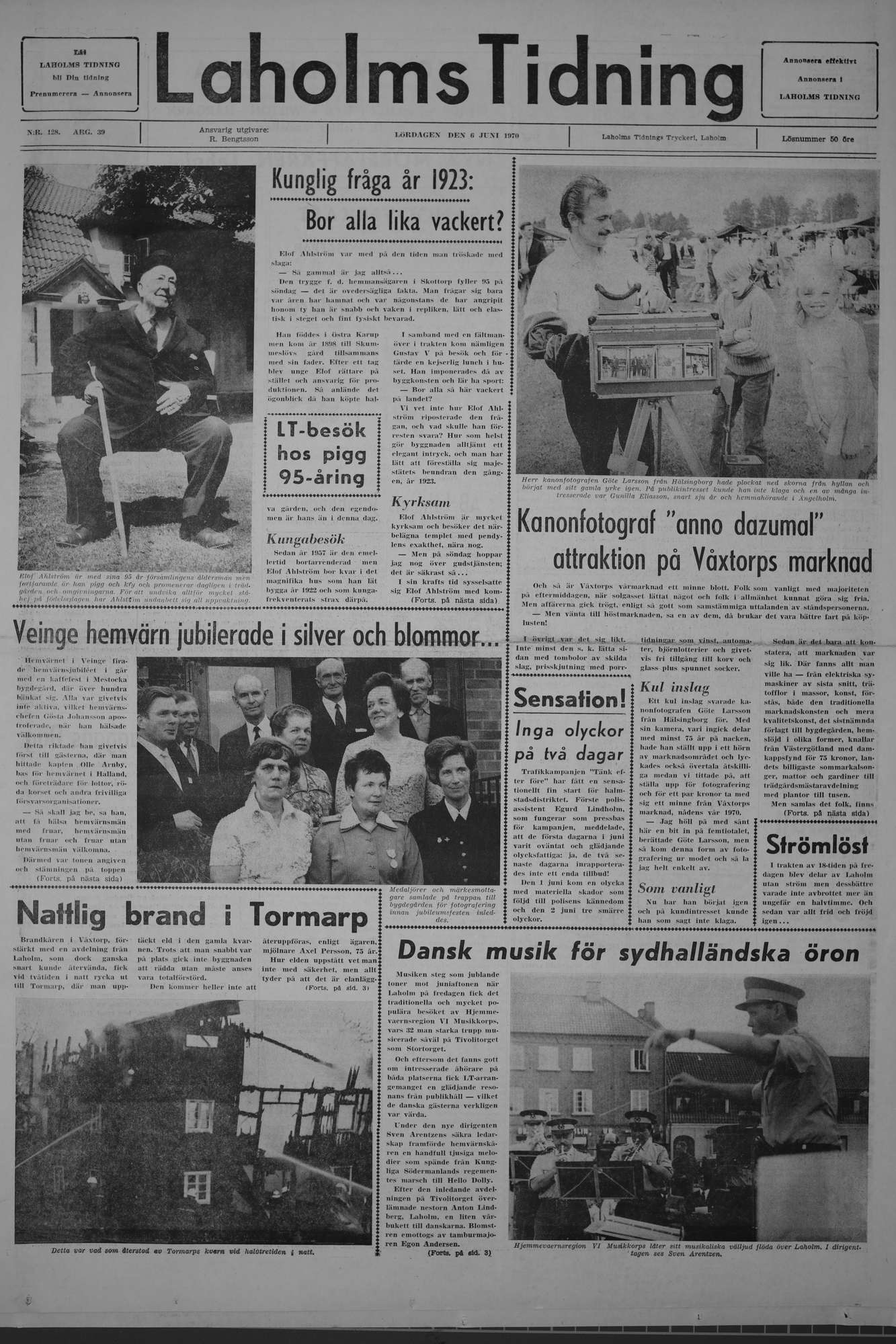 Laholms Tidning Lördag 6 juni 1970, sida 1