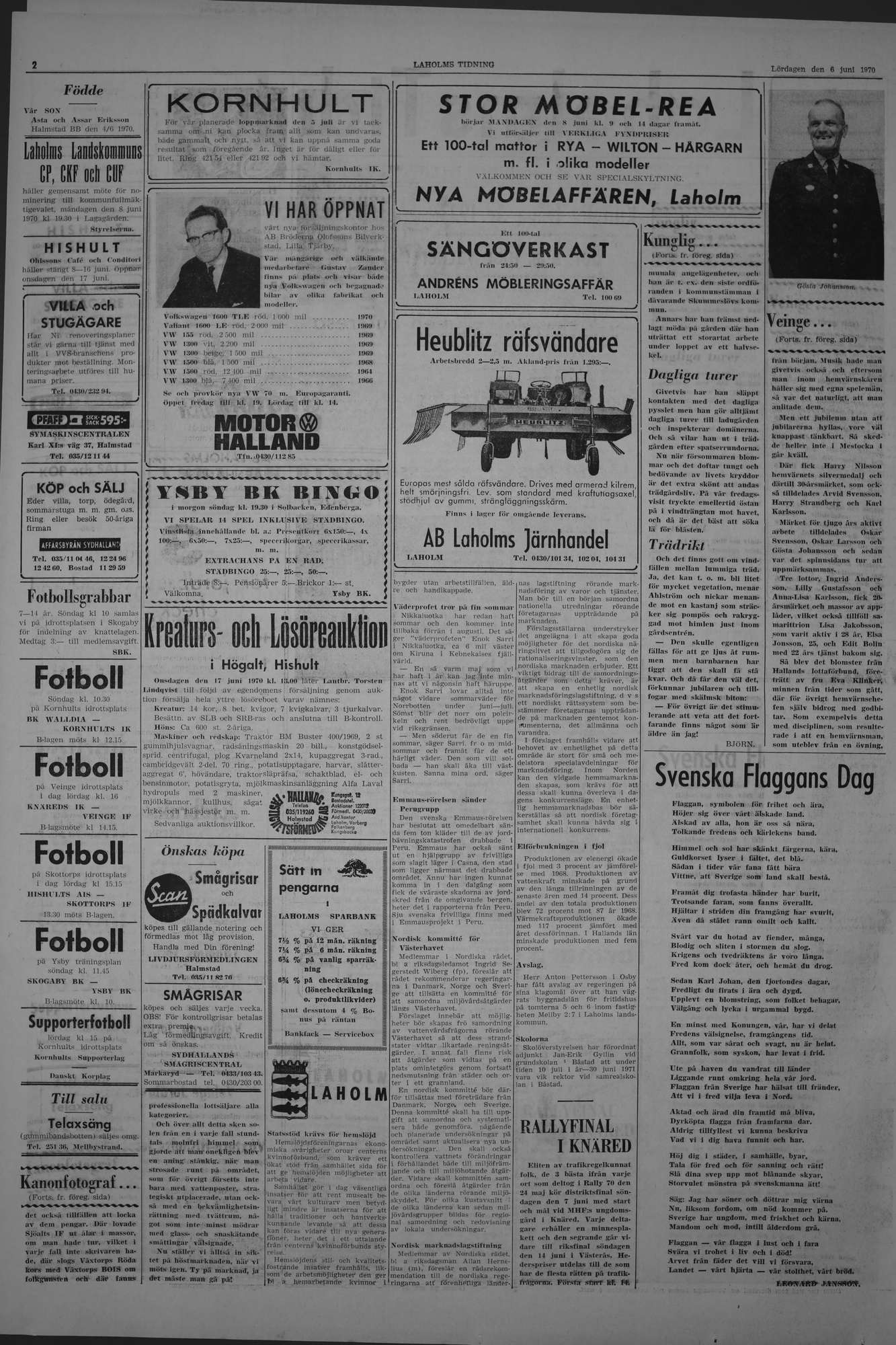 Laholms Tidning Lördag 6 juni 1970, sida 2