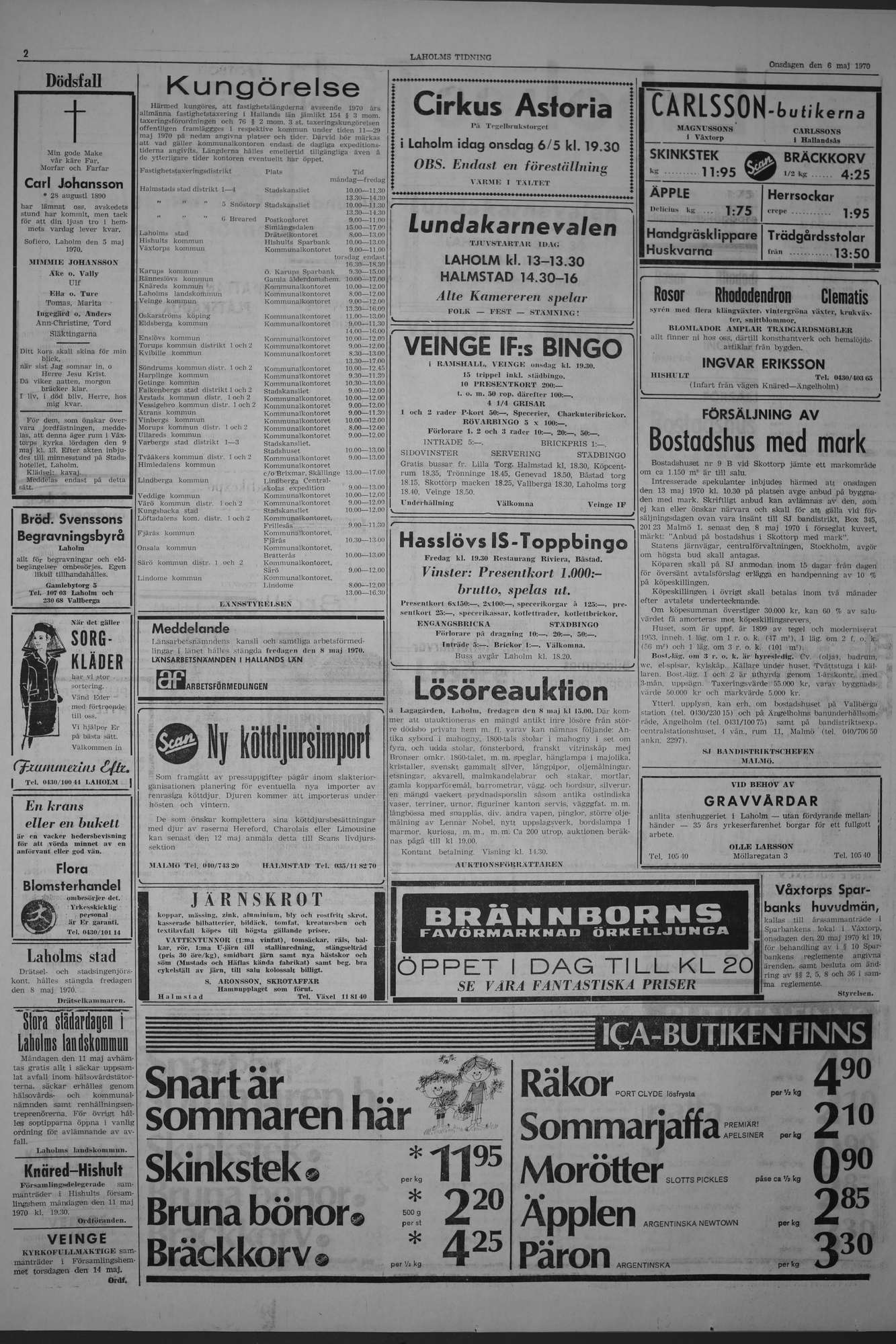 Laholms Tidning Onsdag 6 maj 1970, sida 2