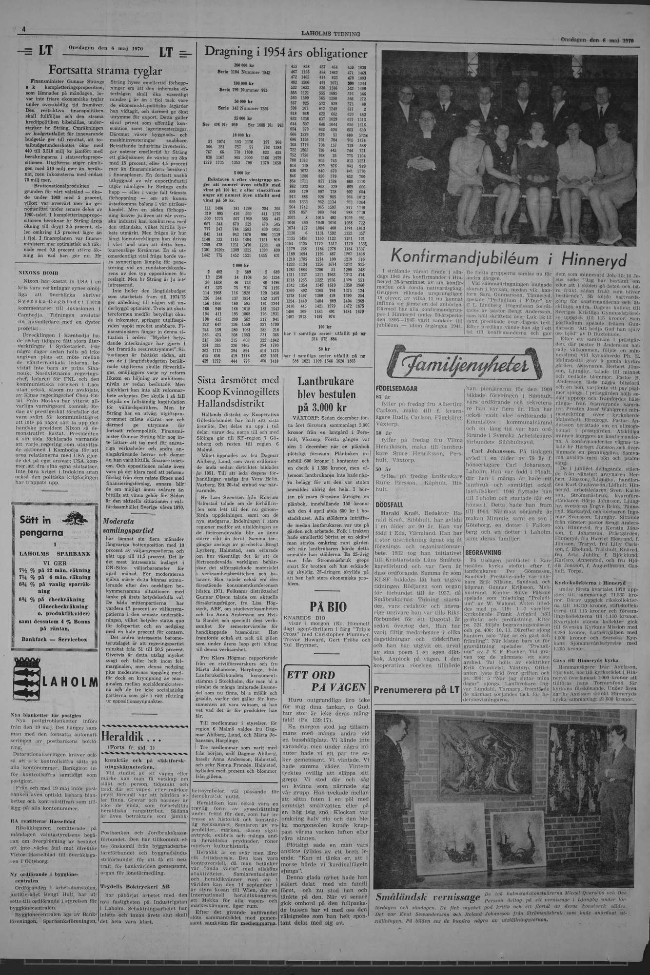 Laholms Tidning Onsdag 6 maj 1970, sida 4