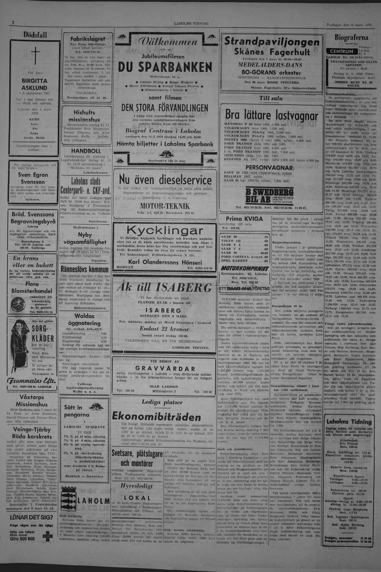 Laholms Tidning Fredag 6 mars 1970, sida 2