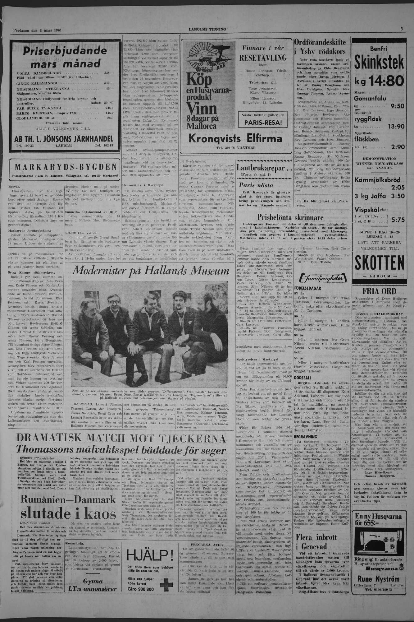 Laholms Tidning Fredag 6 mars 1970, sida 3