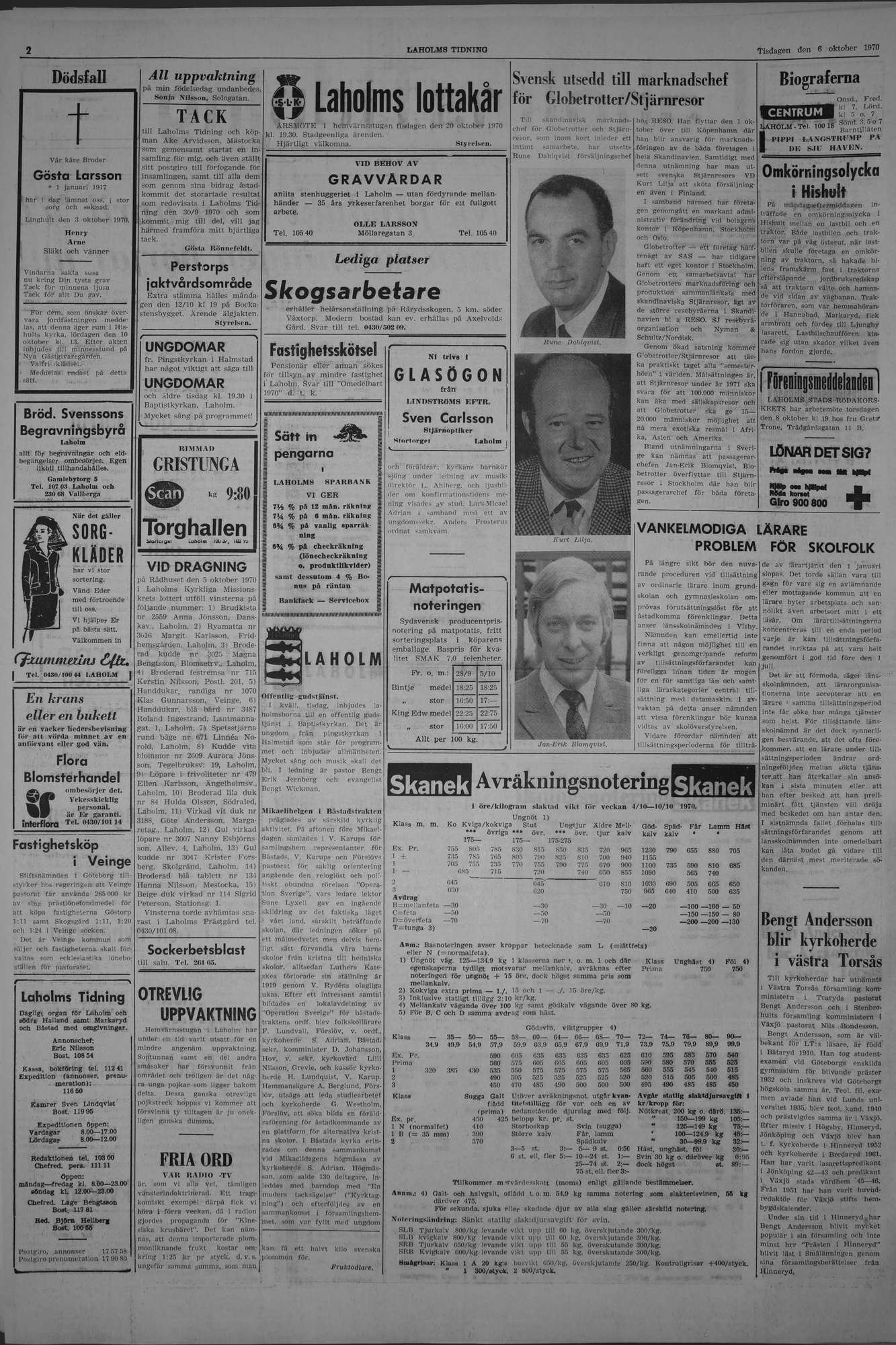 Laholms Tidning Tisdag 6 oktober 1970, sida 2