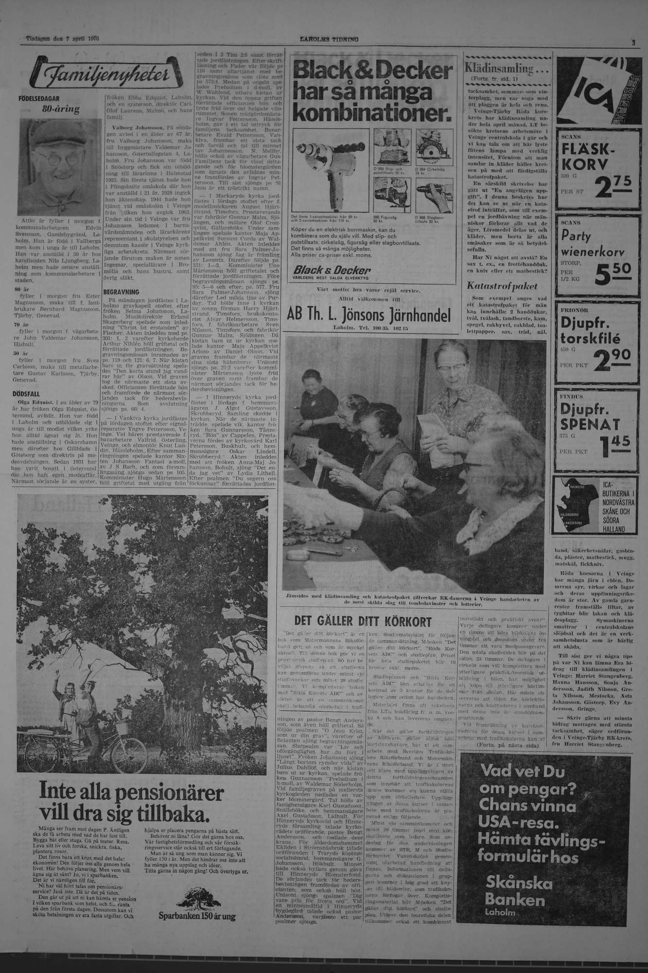 Laholms Tidning Tisdag 7 april 1970, sida 3