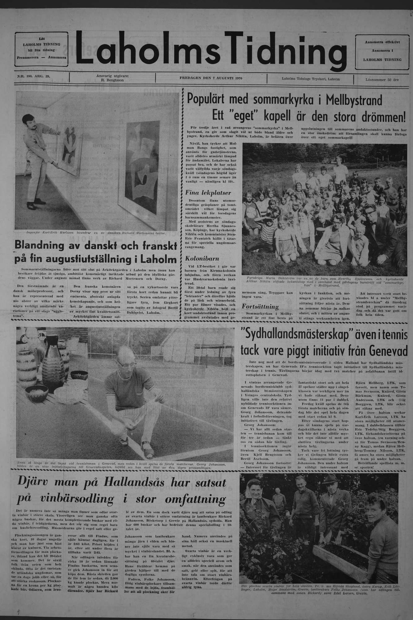 Laholms Tidning Fredag 7 augusti 1970, sida 1