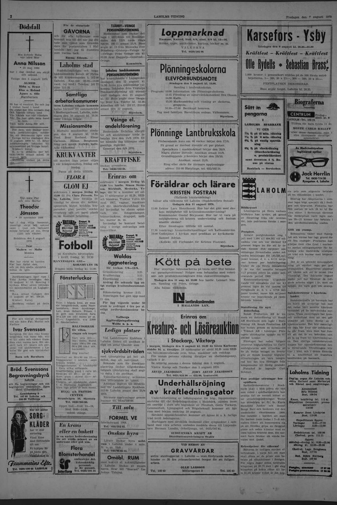 Laholms Tidning Fredag 7 augusti 1970, sida 2
