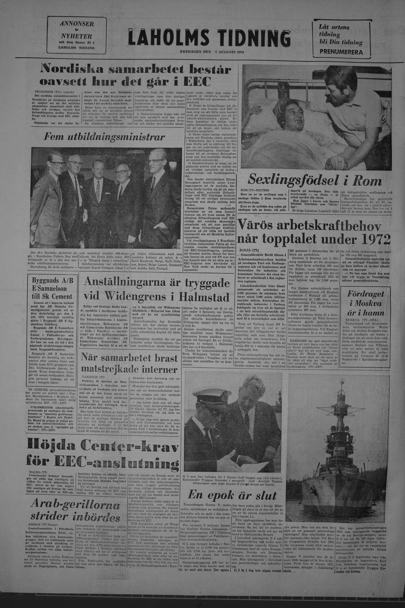 Laholms Tidning Fredag 7 augusti 1970, sida 8