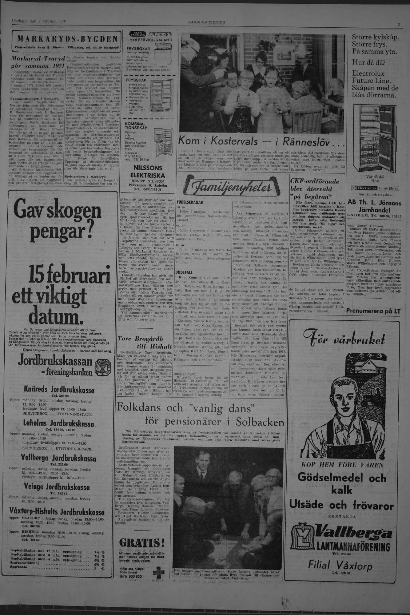Laholms Tidning Lördag 7 februari 1970, sida 3