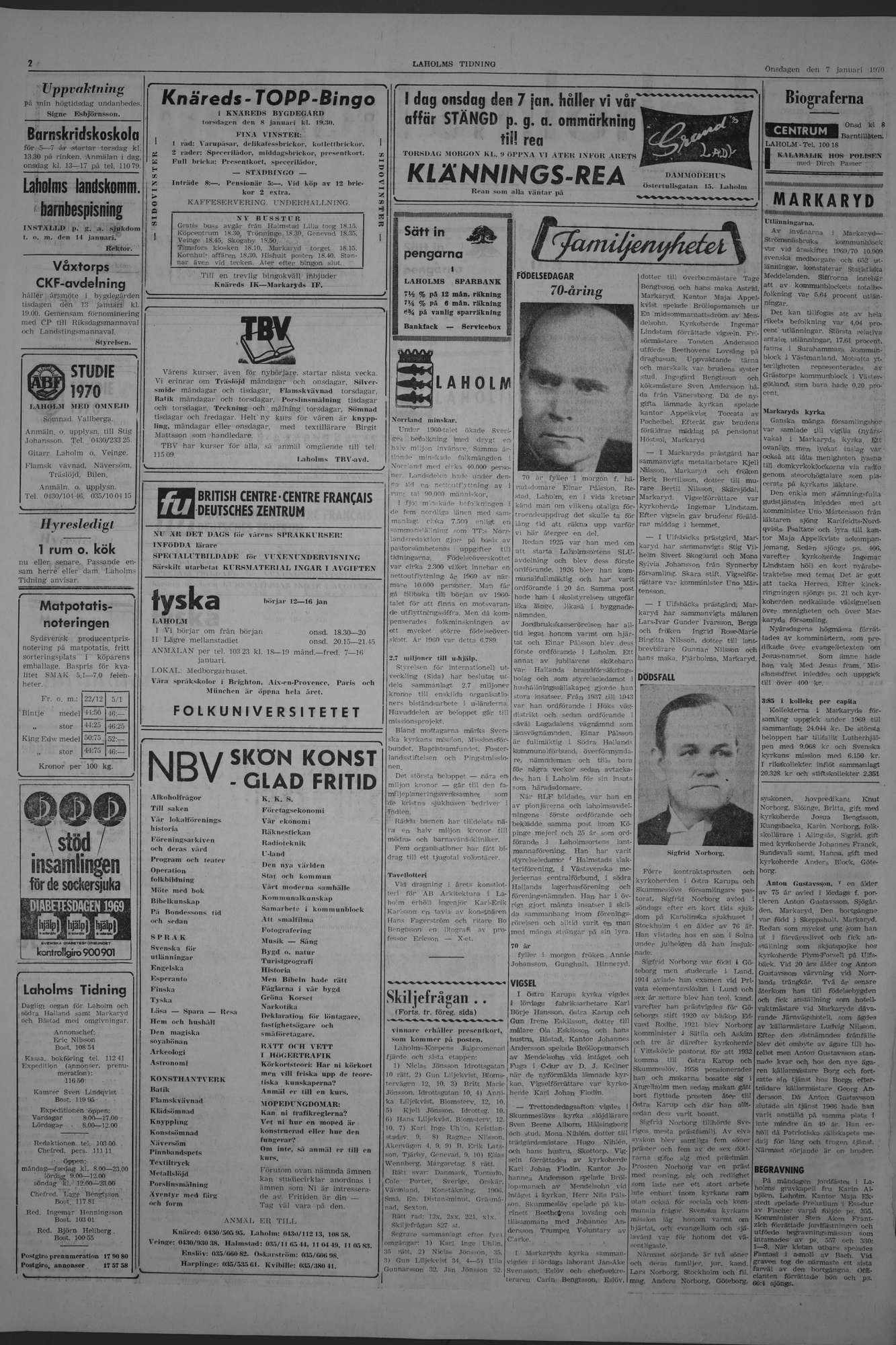 Laholms Tidning Onsdag 7 januari 1970, sida 2
