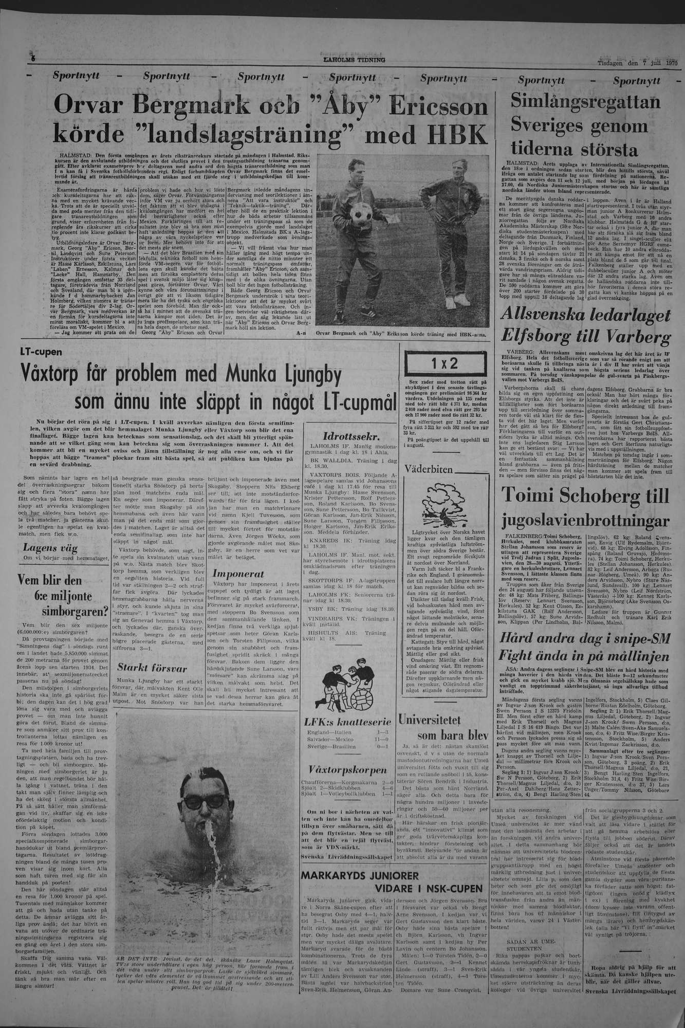 Laholms Tidning Tisdag 7 juli 1970, sida 6