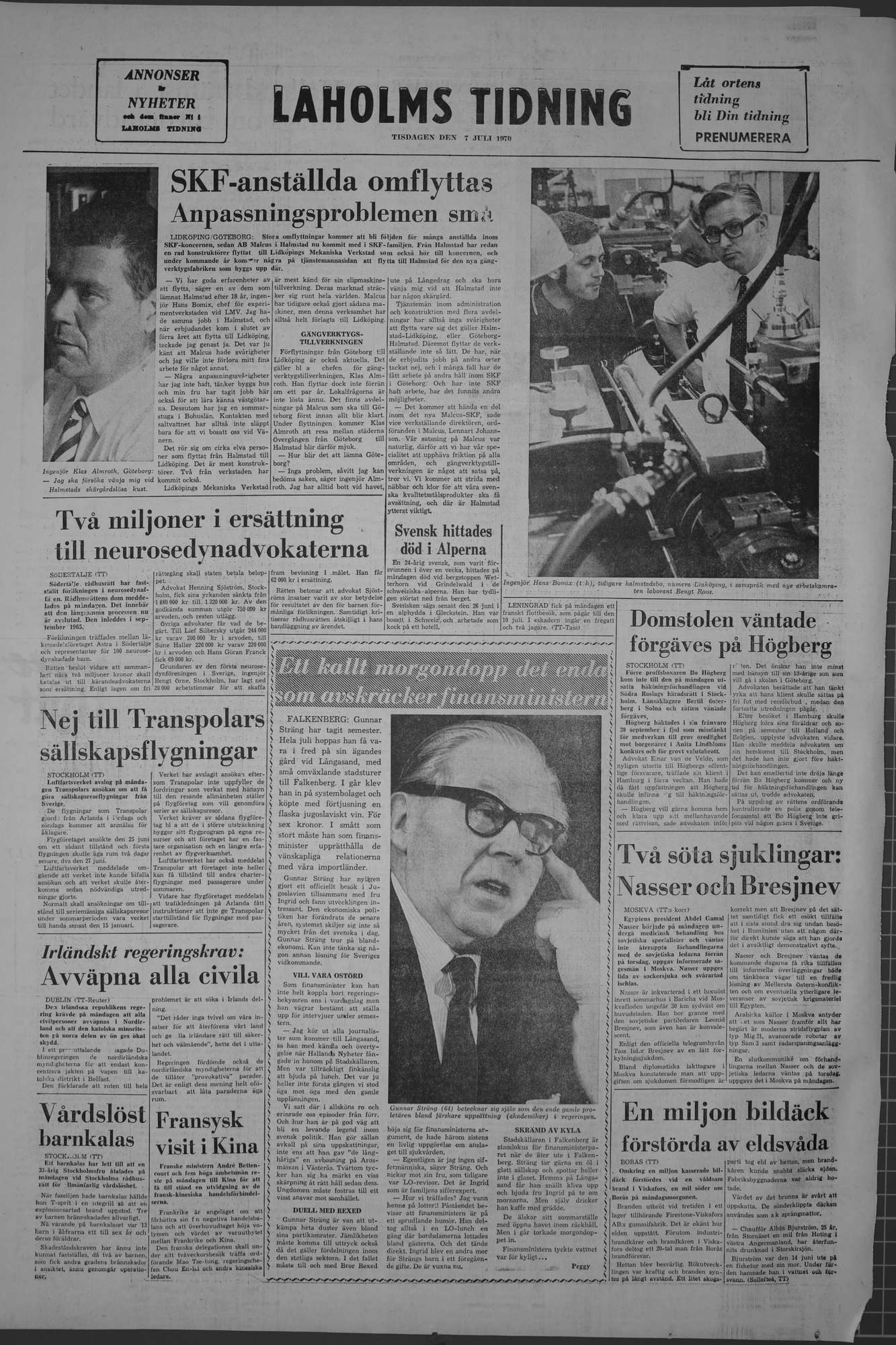 Laholms Tidning Tisdag 7 juli 1970, sida 8