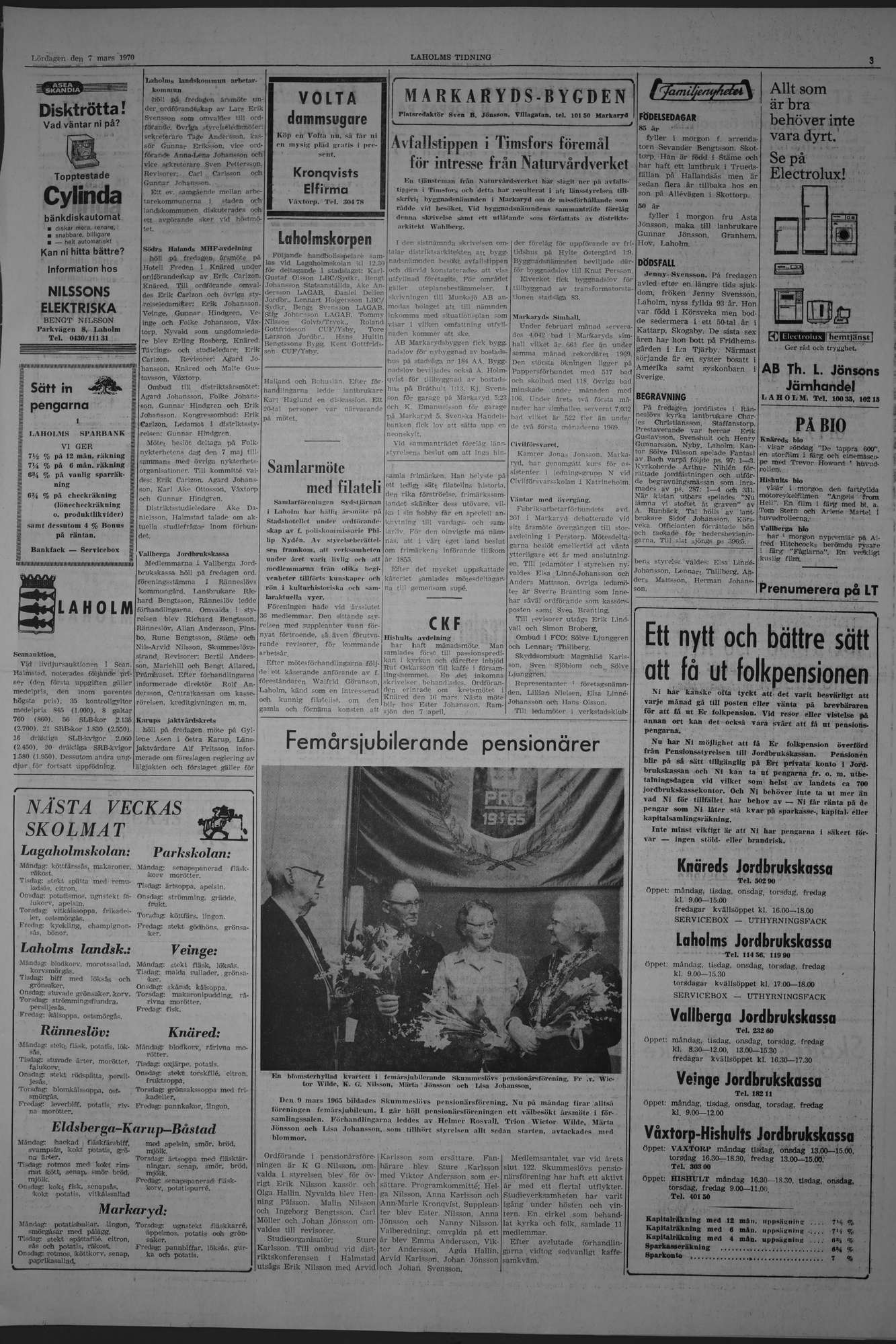 Laholms Tidning Lördag 7 mars 1970, sida 3