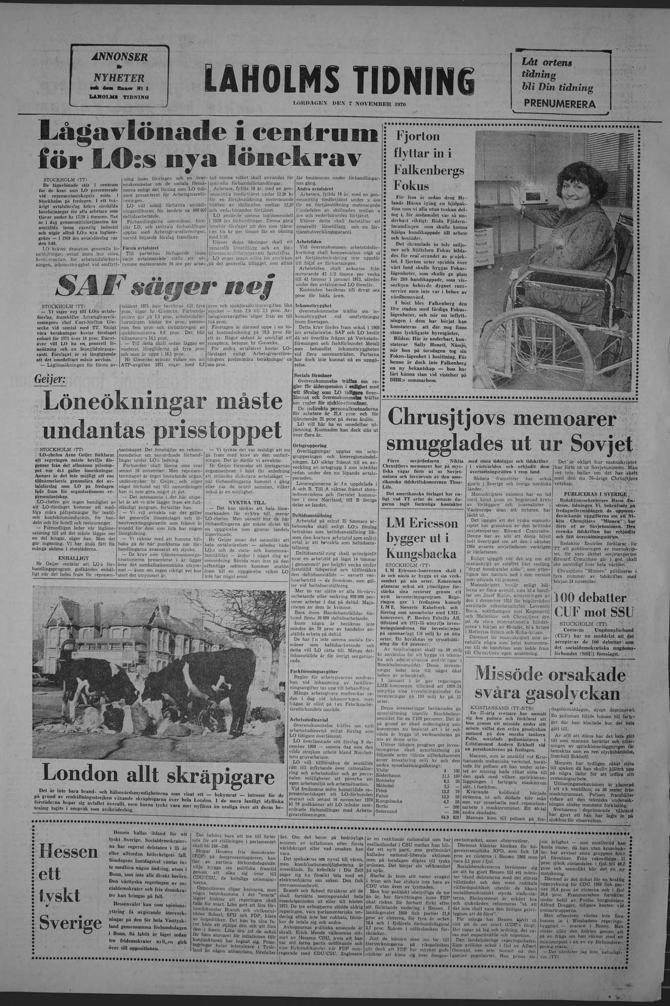 Laholms Tidning Lördag 7 november 1970, sida 8