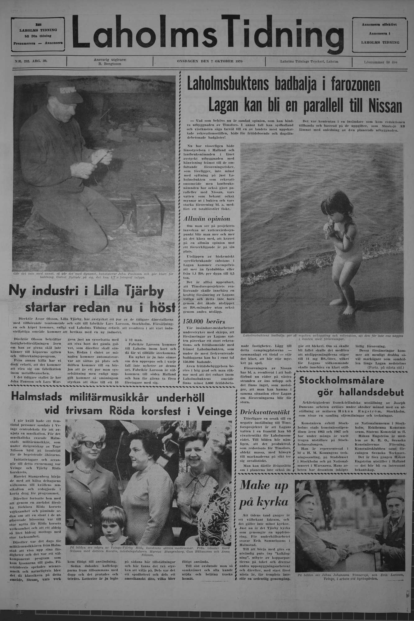 Laholms Tidning Onsdag 7 oktober 1970, sida 1