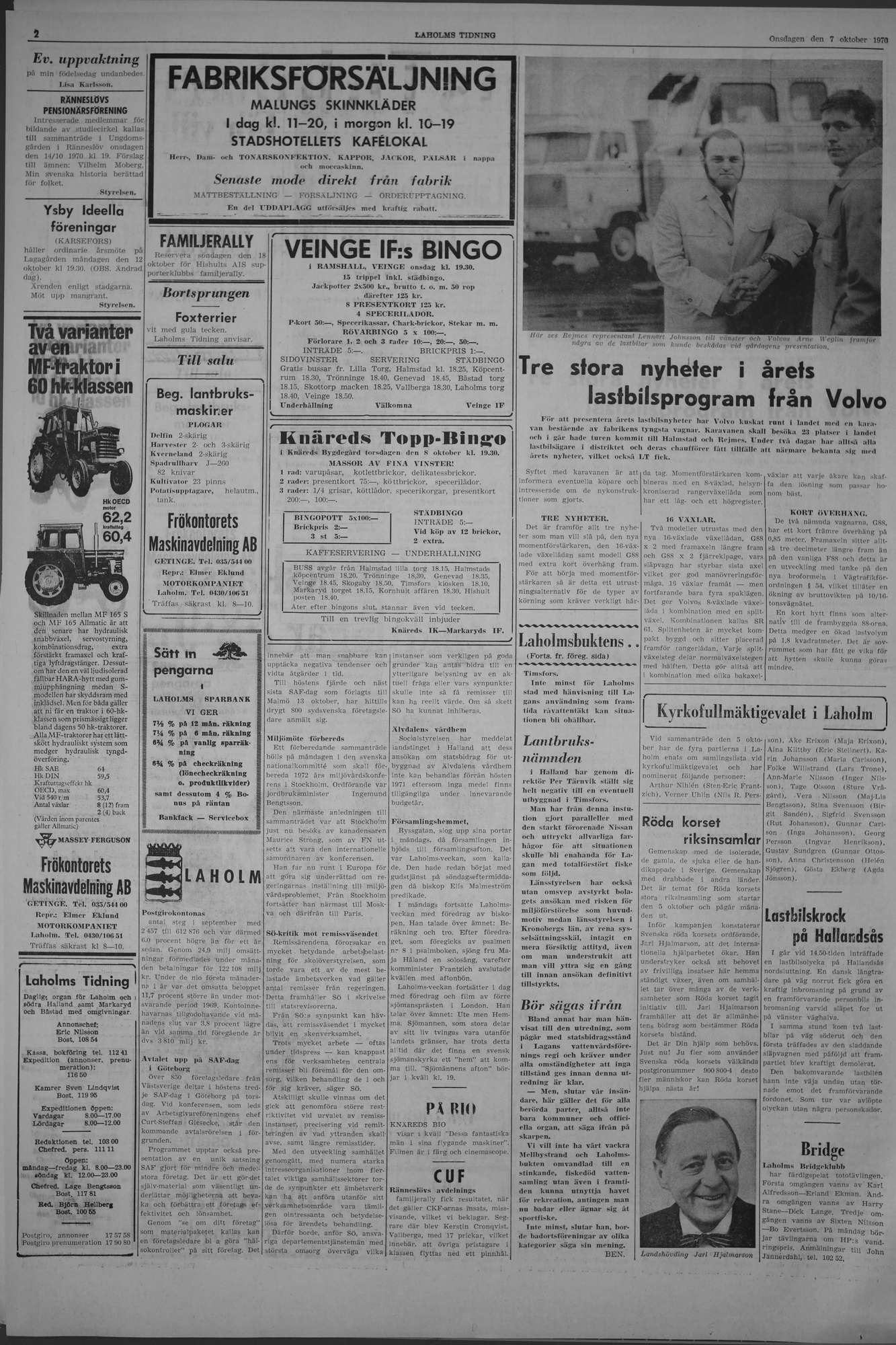 Laholms Tidning Onsdag 7 oktober 1970, sida 2