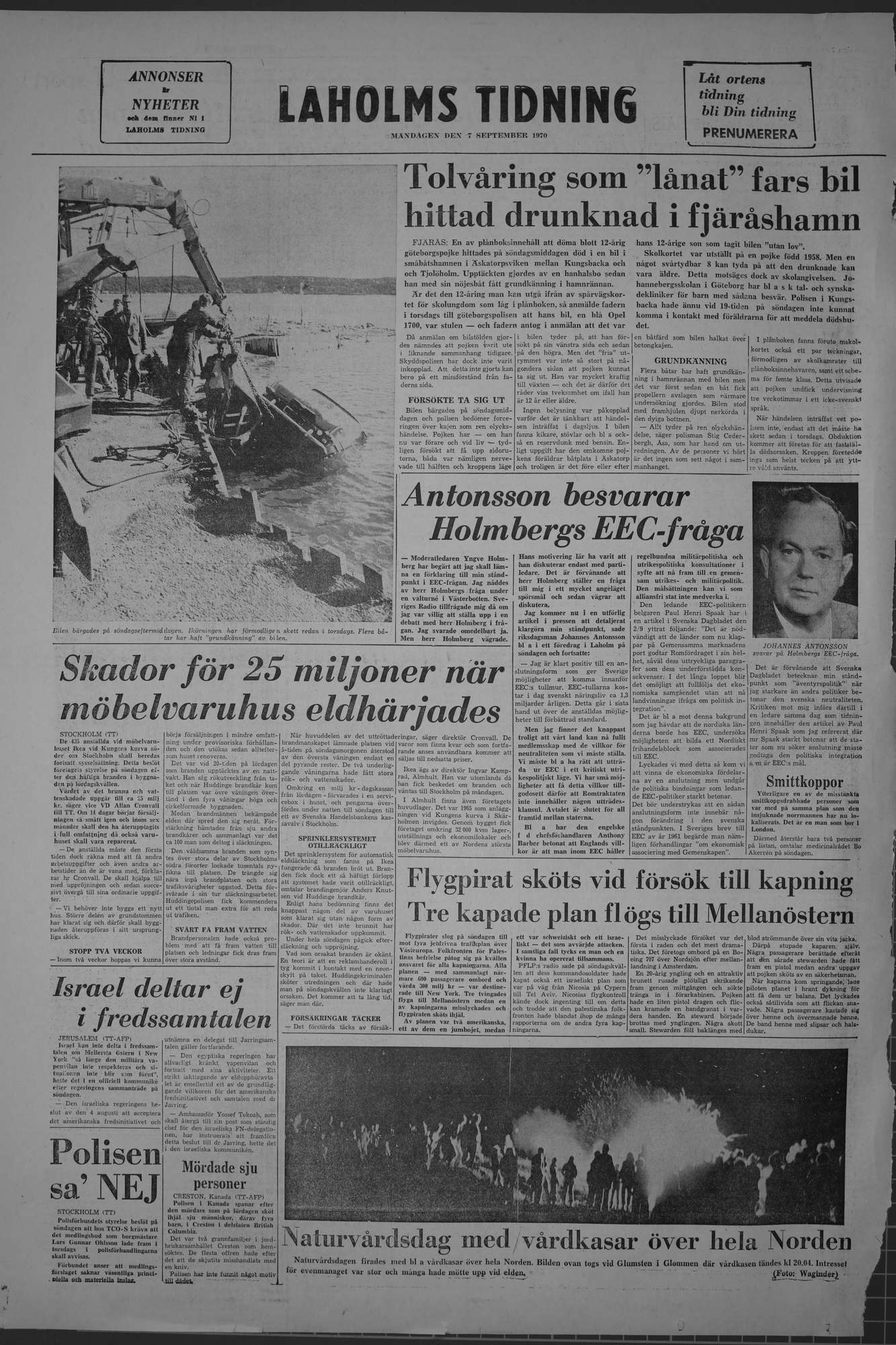 Laholms Tidning Måndag 7 september 1970, sida 8