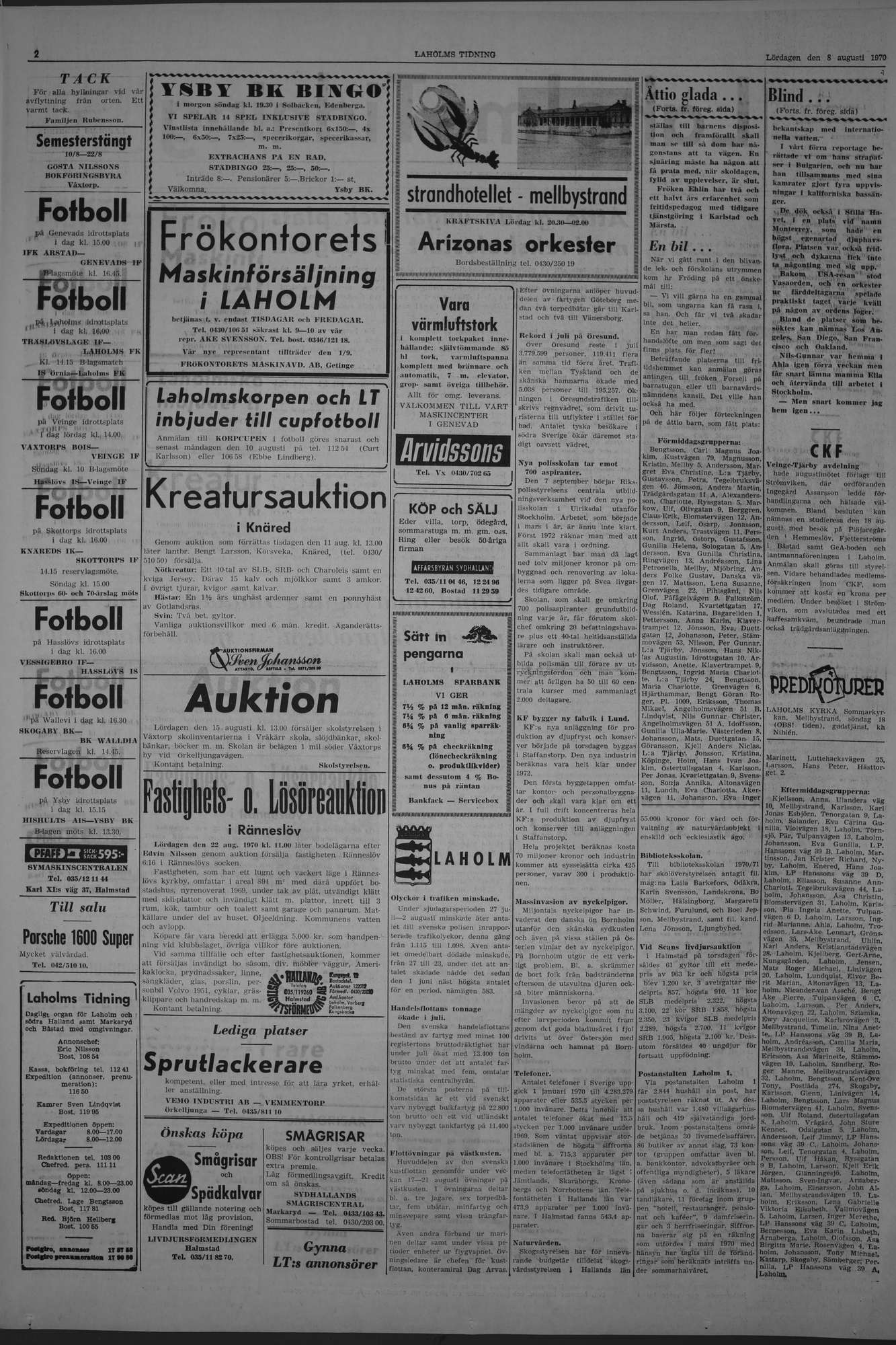 Laholms Tidning Lördag 8 augusti 1970, sida 2