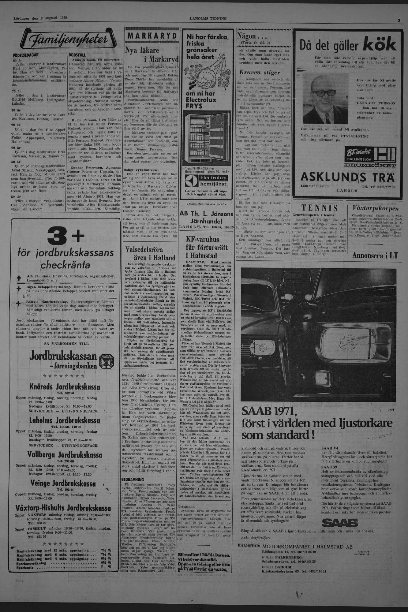 Laholms Tidning Lördag 8 augusti 1970, sida 3