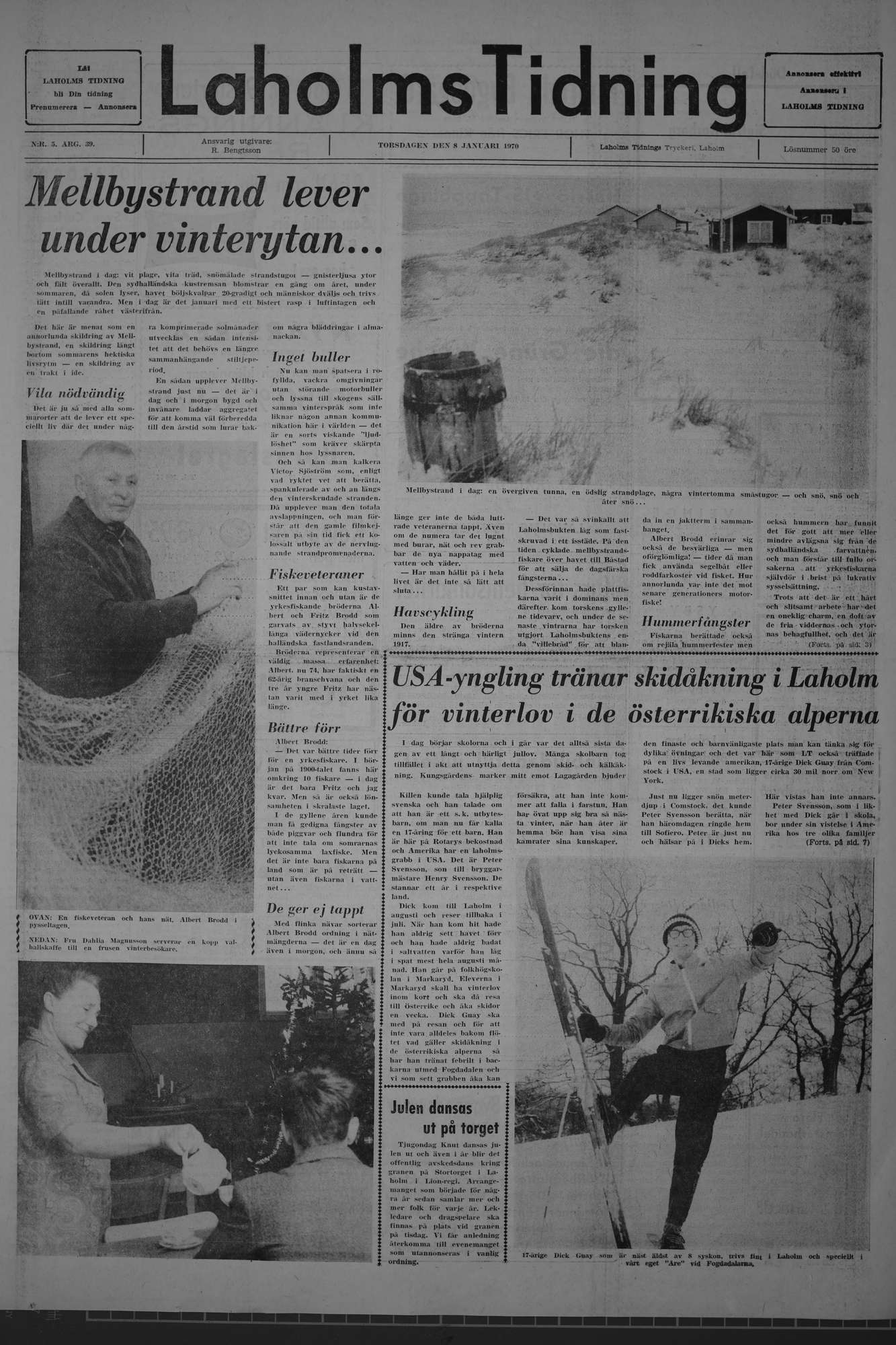 Laholms Tidning Torsdag 8 januari 1970, sida 1
