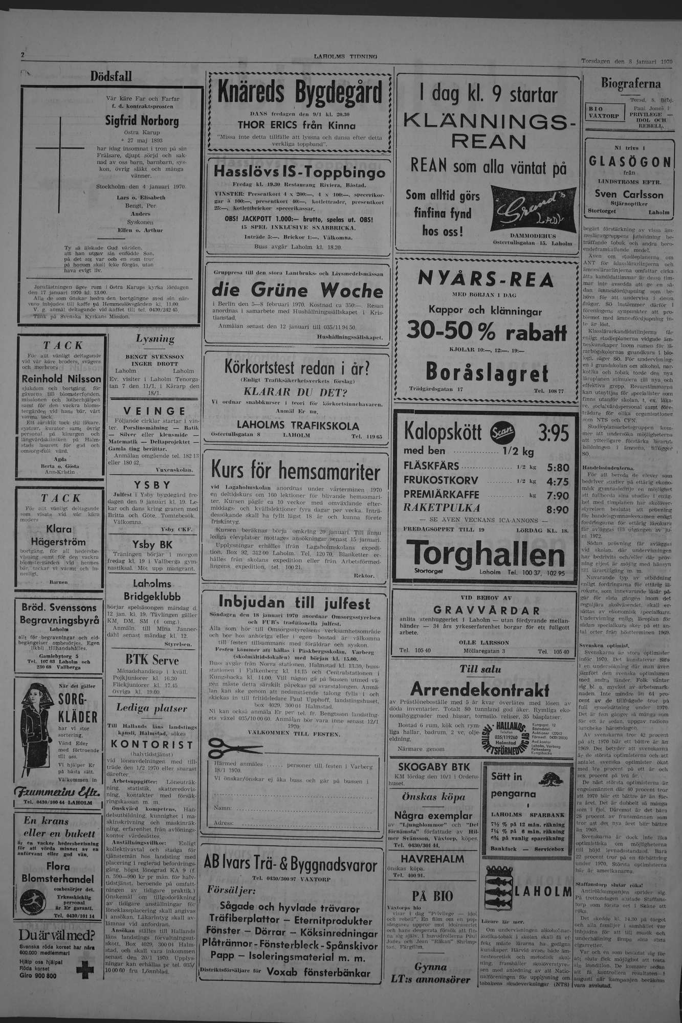 Laholms Tidning Torsdag 8 januari 1970, sida 2