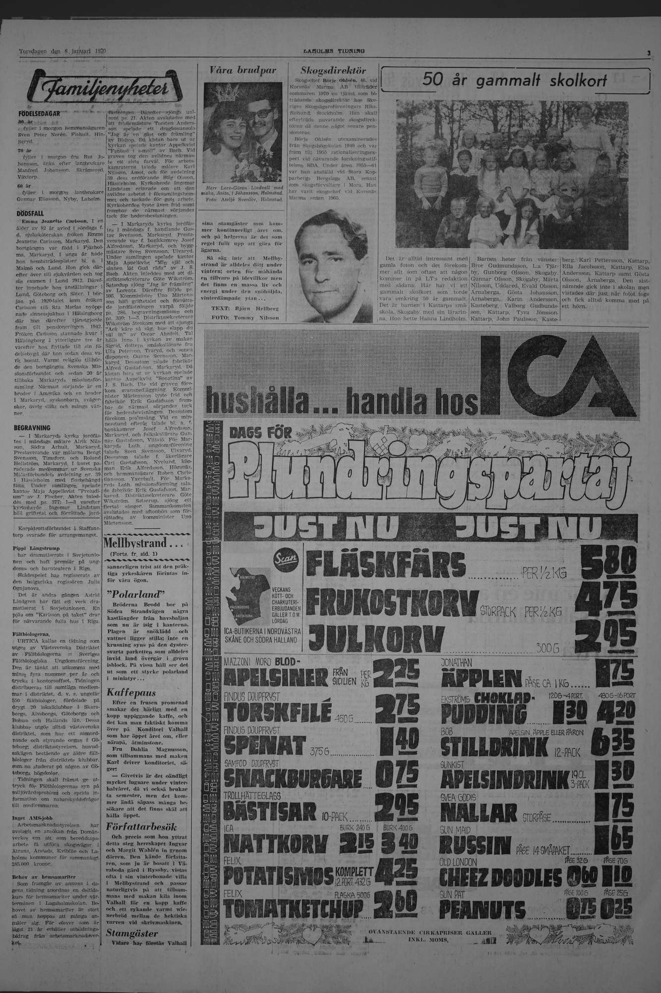 Laholms Tidning Torsdag 8 januari 1970, sida 3