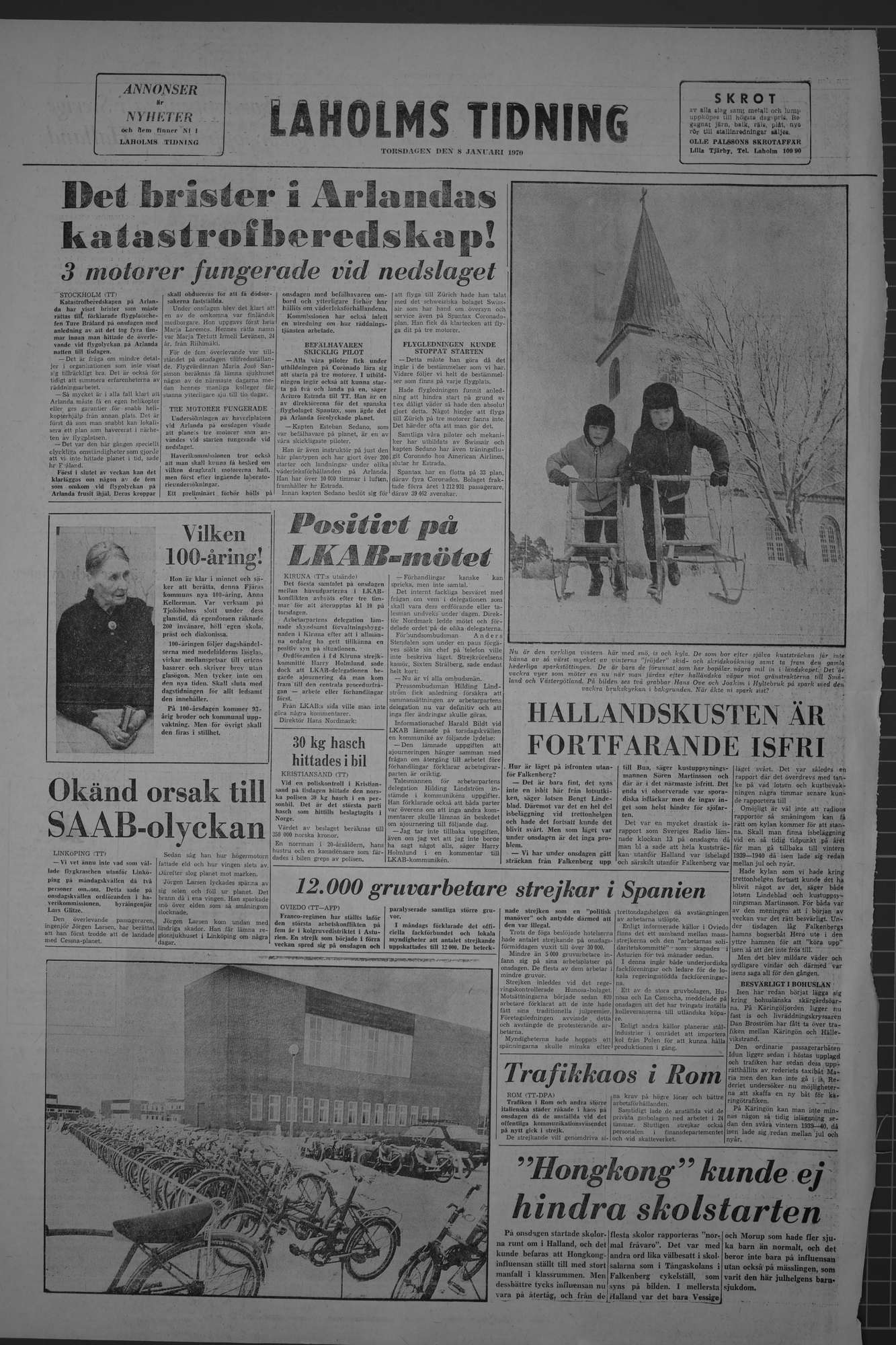 Laholms Tidning Torsdag 8 januari 1970, sida 8