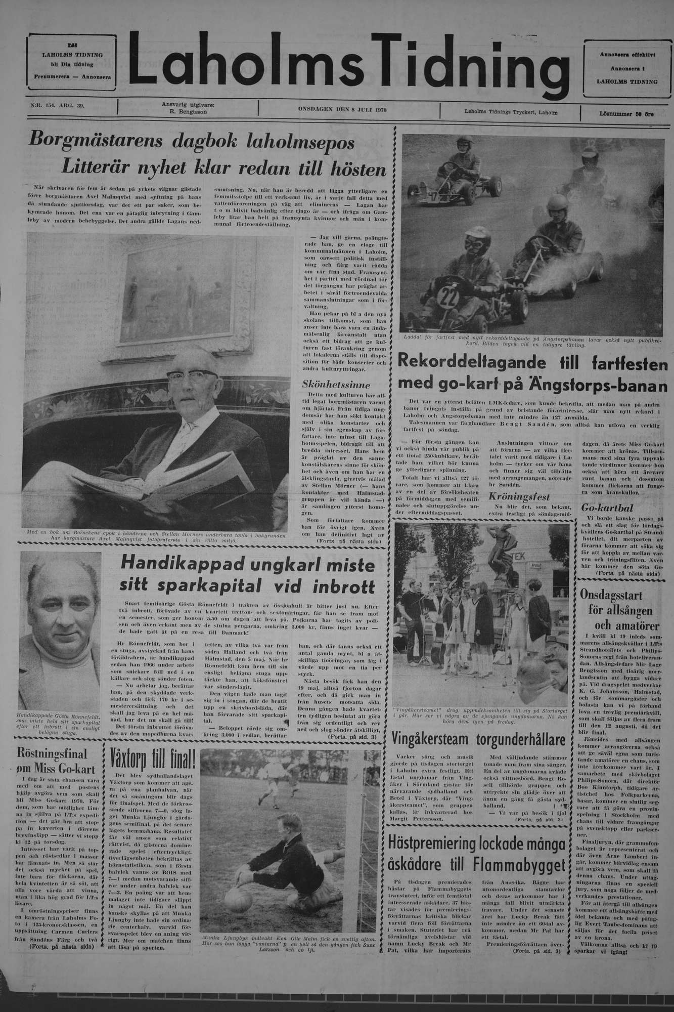 Laholms Tidning Onsdag 8 juli 1970, sida 1